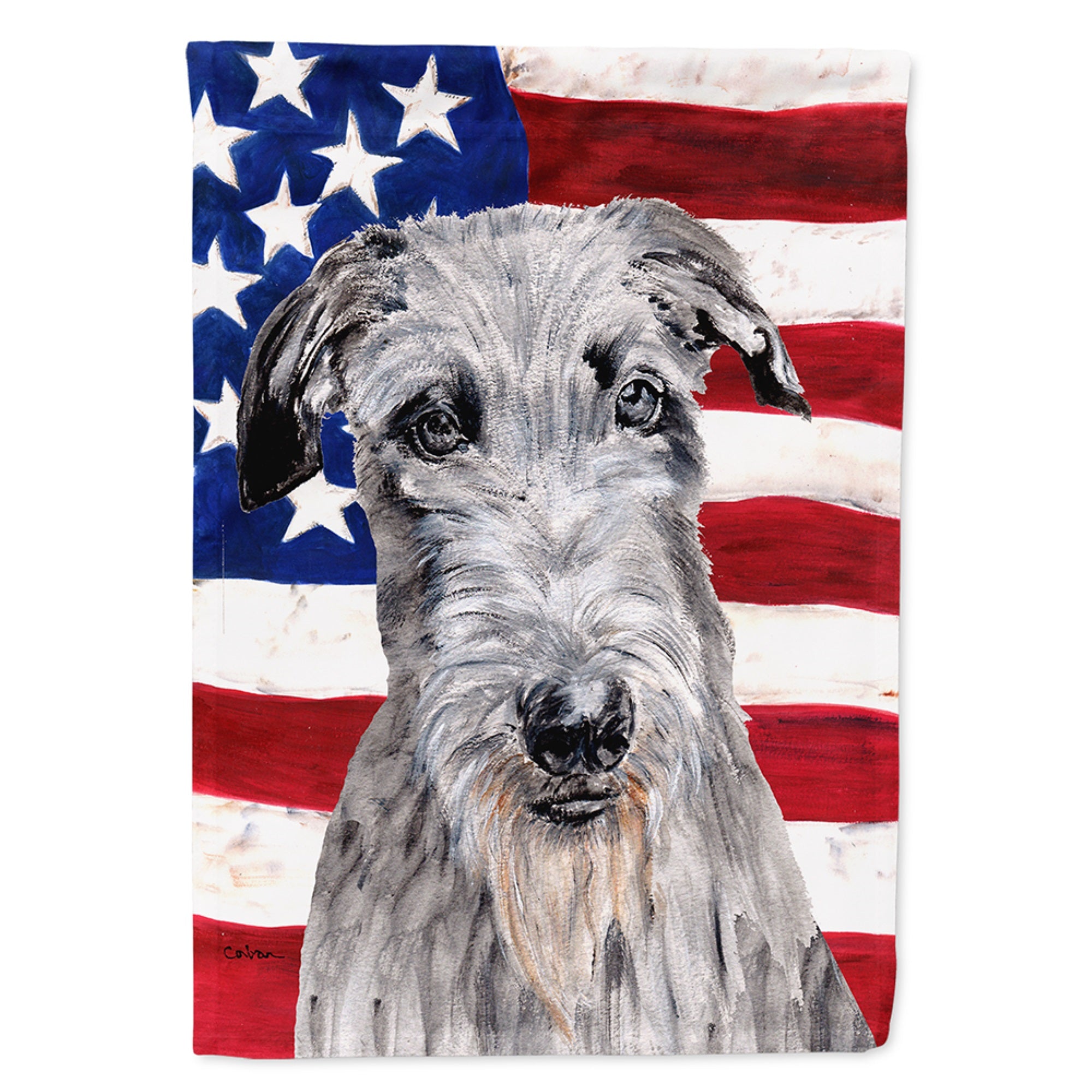 Scottish Deerhound With American Flag Usa Flag Garden Size