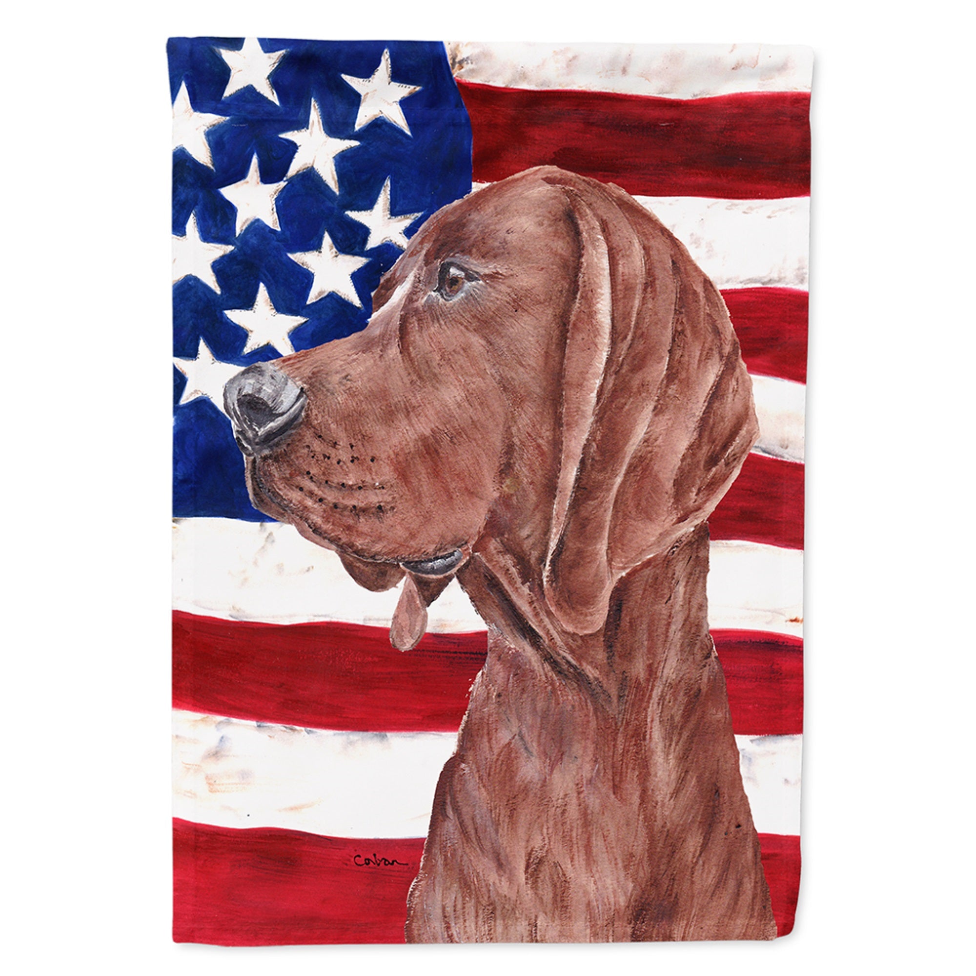 Redbone Coonhound With American Flag Usa Flag Garden Size