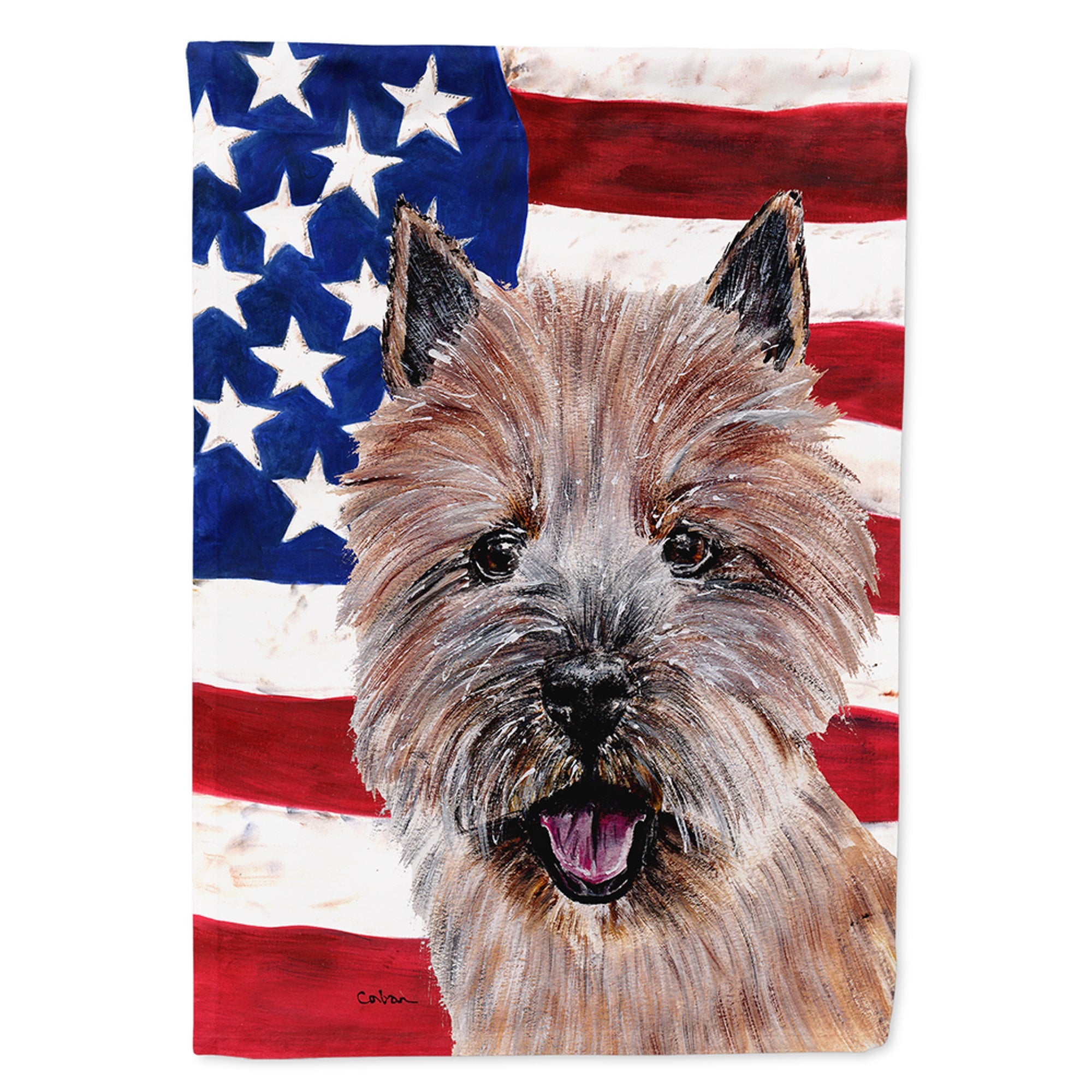 Norwich Terrier With American Flag Usa Flag Garden Size