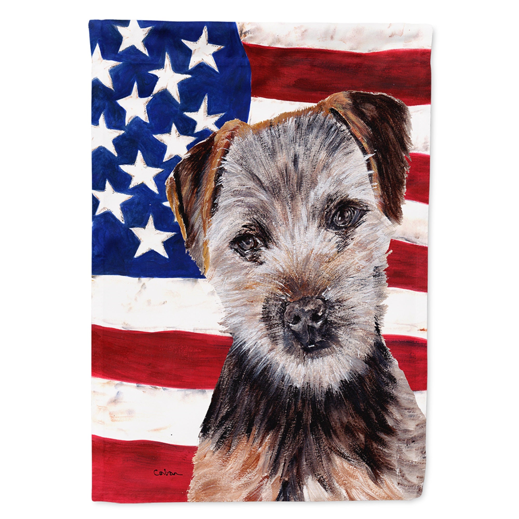 Norfolk Terrier Puppy With American Flag Usa Flag Garden Size