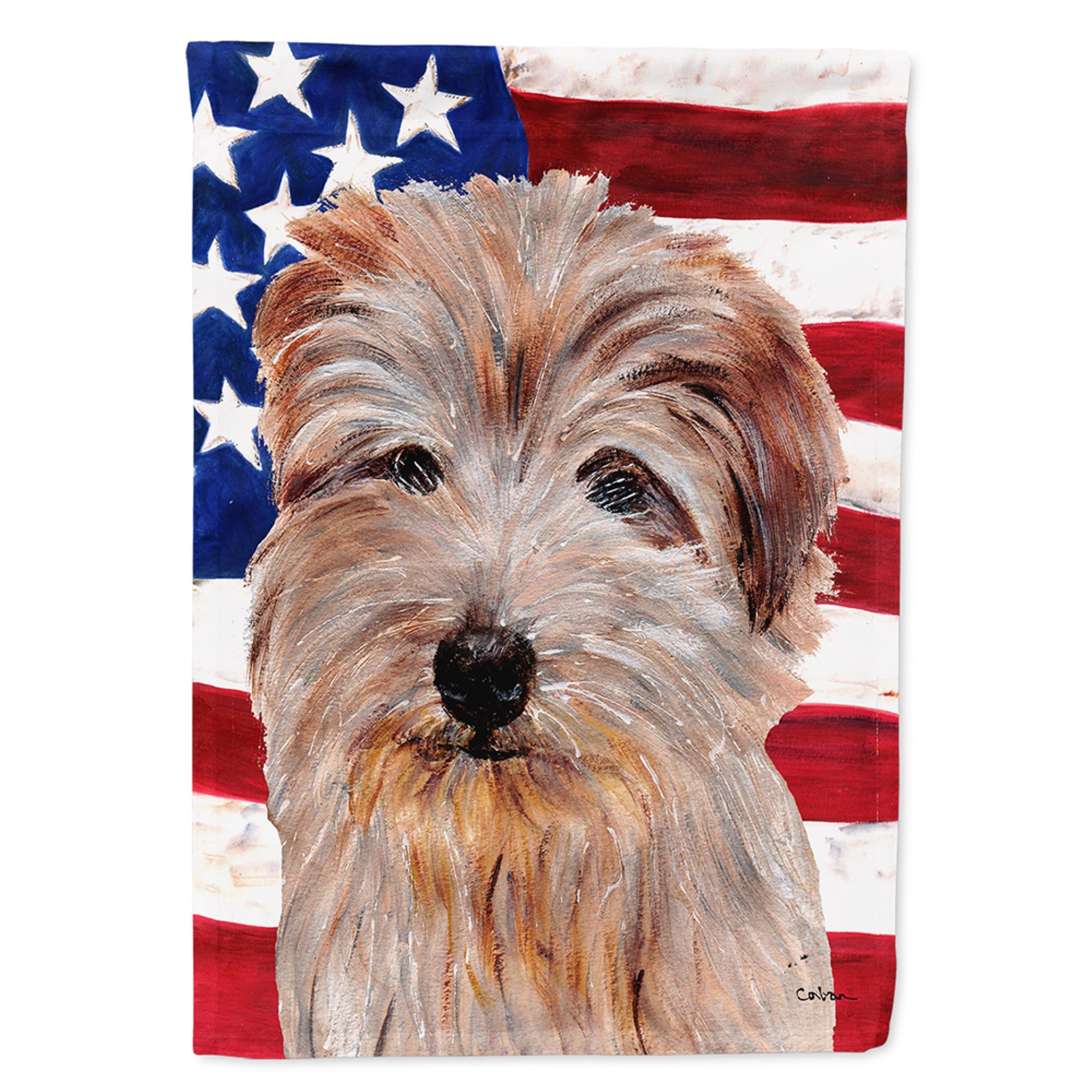 Norfolk Terrier With American Flag Usa Flag Garden Size