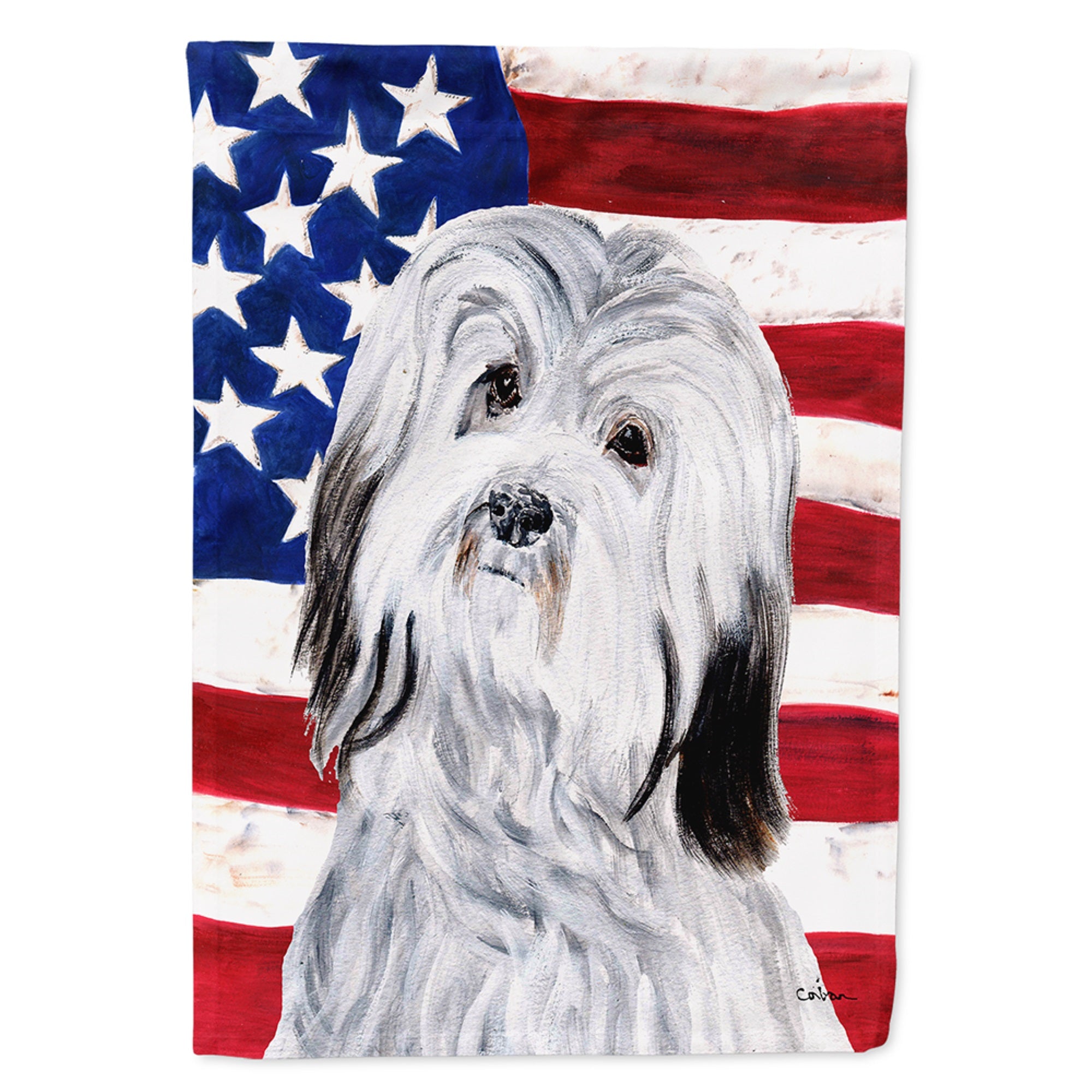 Havanese With American Flag Usa Flag Garden Size