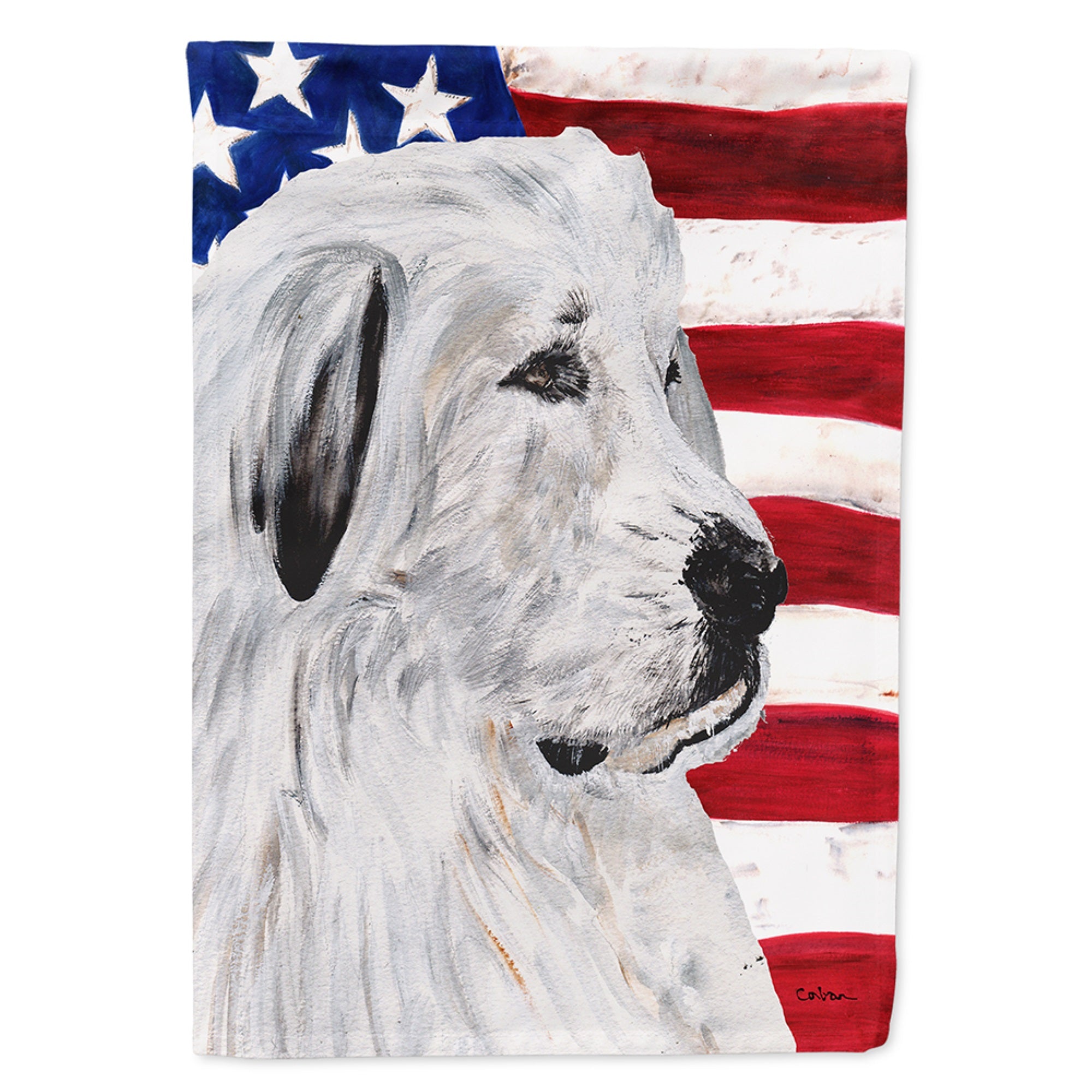 Great Pyrenees With American Flag Usa Flag Garden Size
