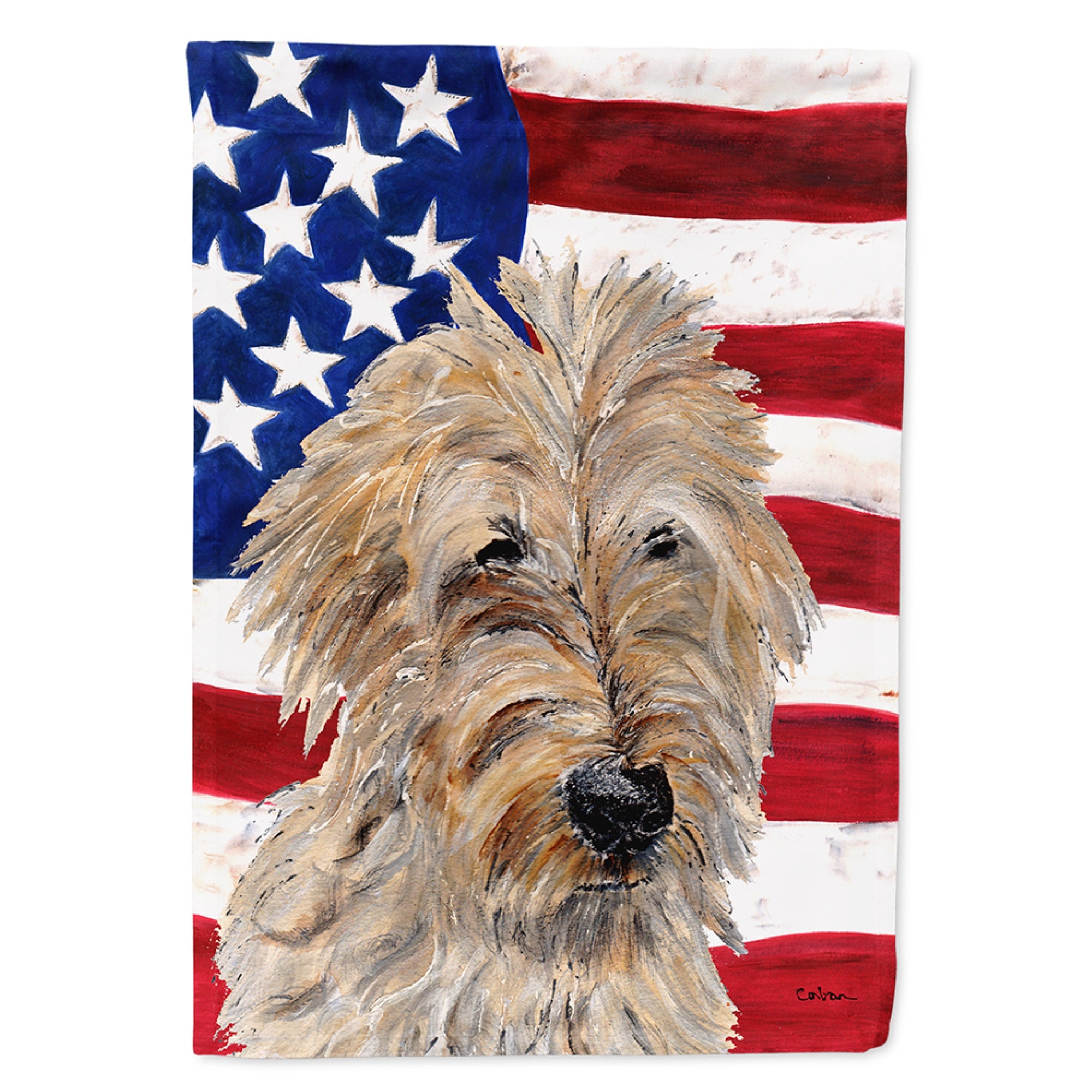 Golden Doodle 2 With American Flag Usa Flag Garden Size