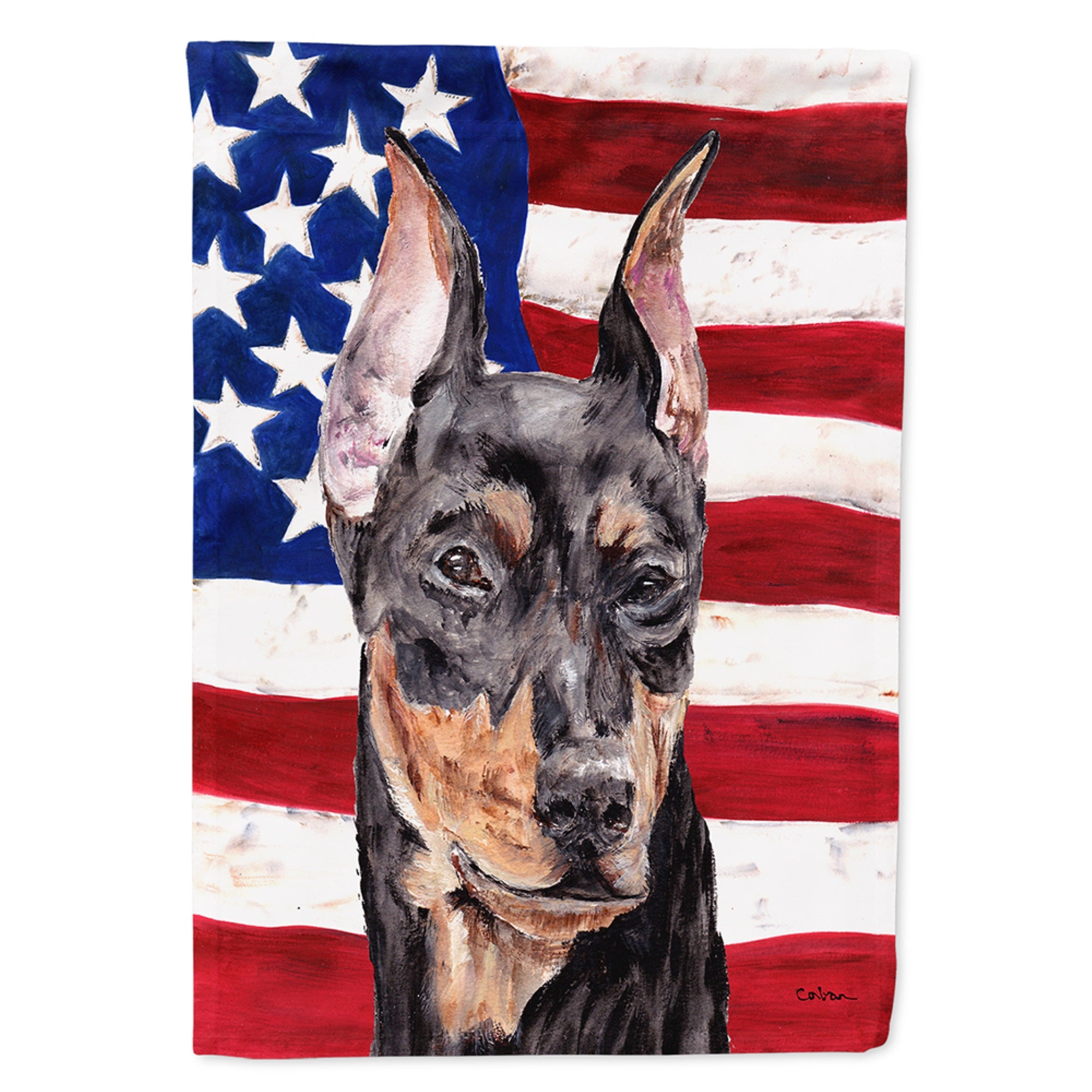 German Pinscher With American Flag Usa Flag Garden Size