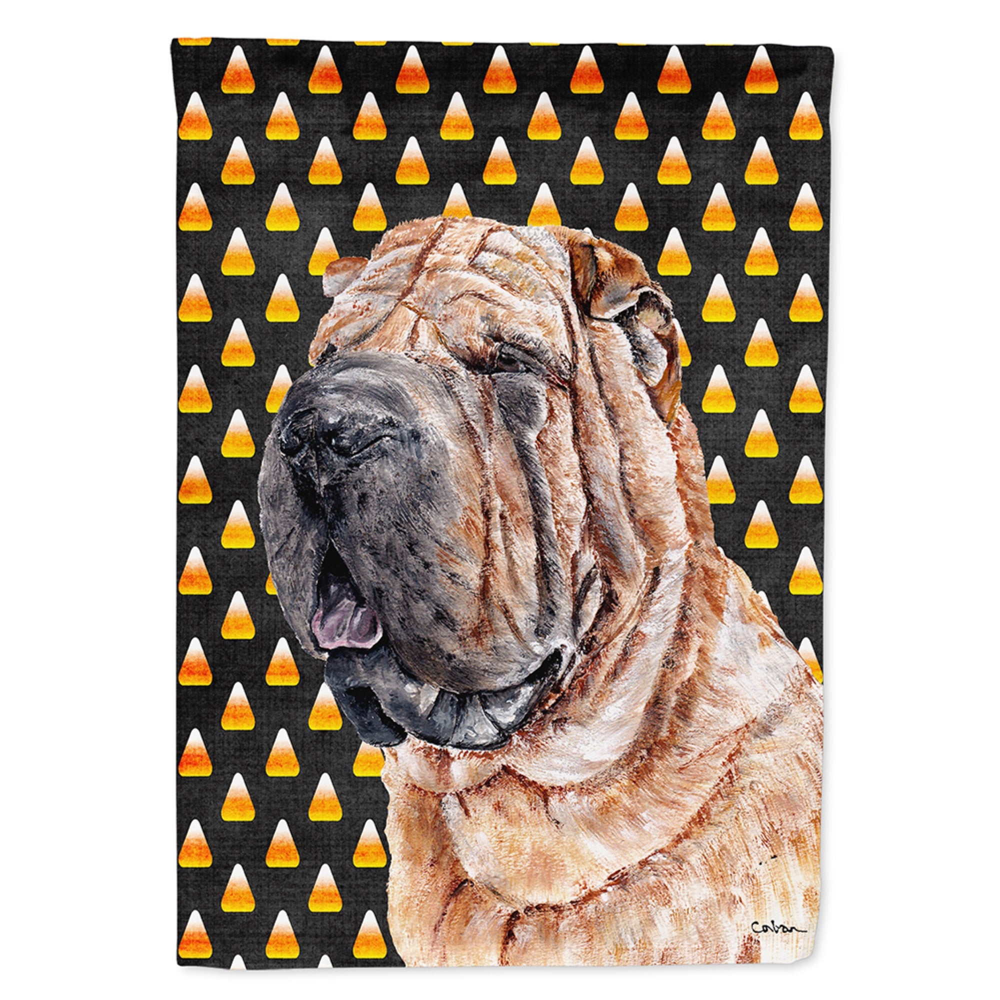 Shar Pei Candy Corn Halloween Flag Garden Size