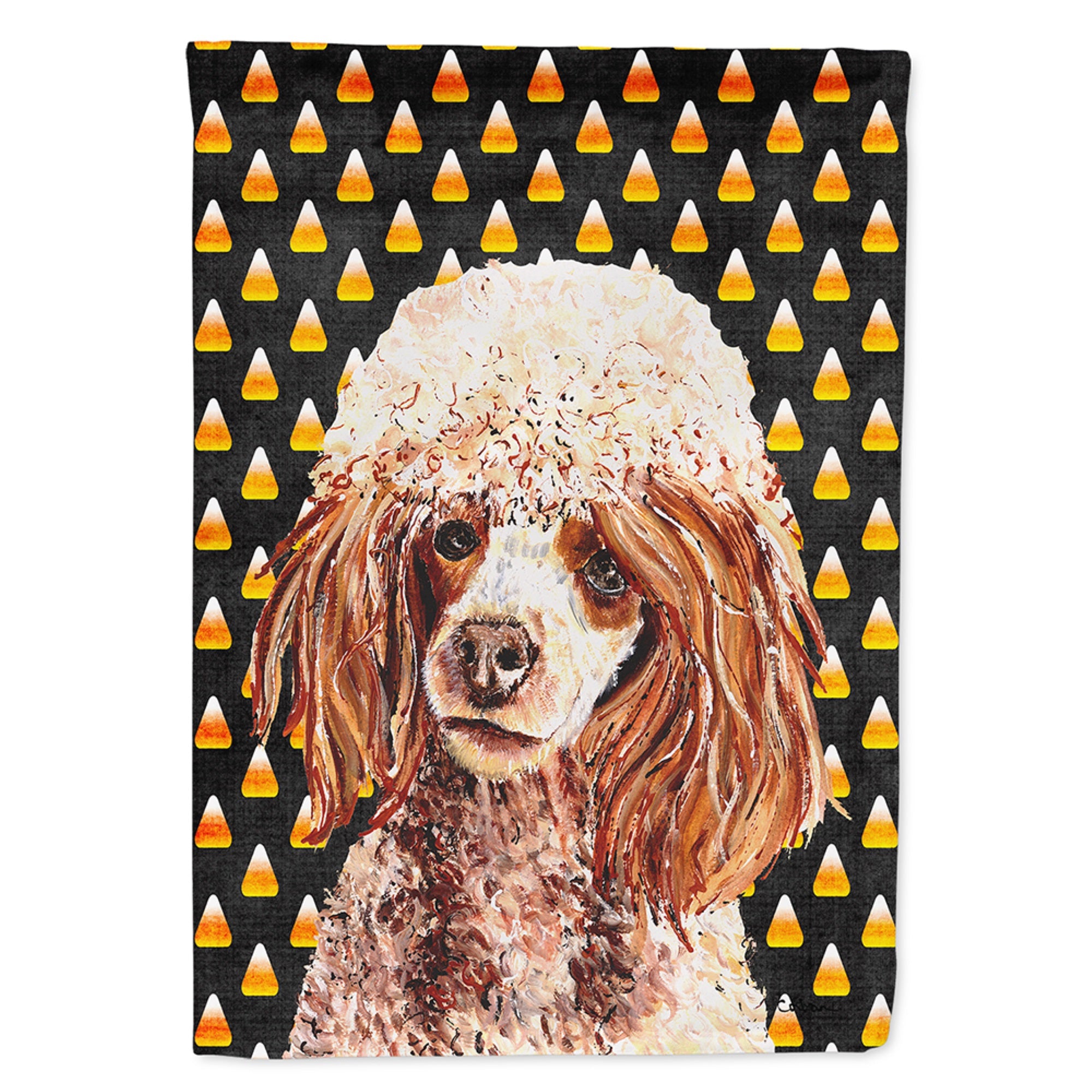 Red Miniature Poodle Candy Corn Halloween Flag Garden Size