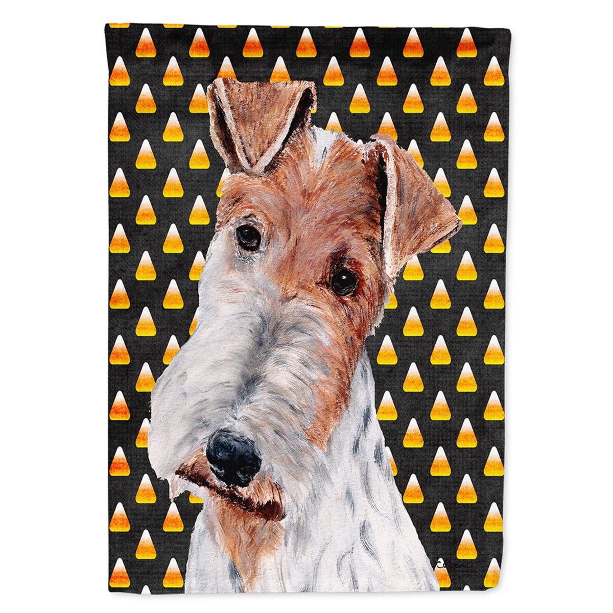 Wire Fox Terrier Candy Corn Halloween Flag Garden Size