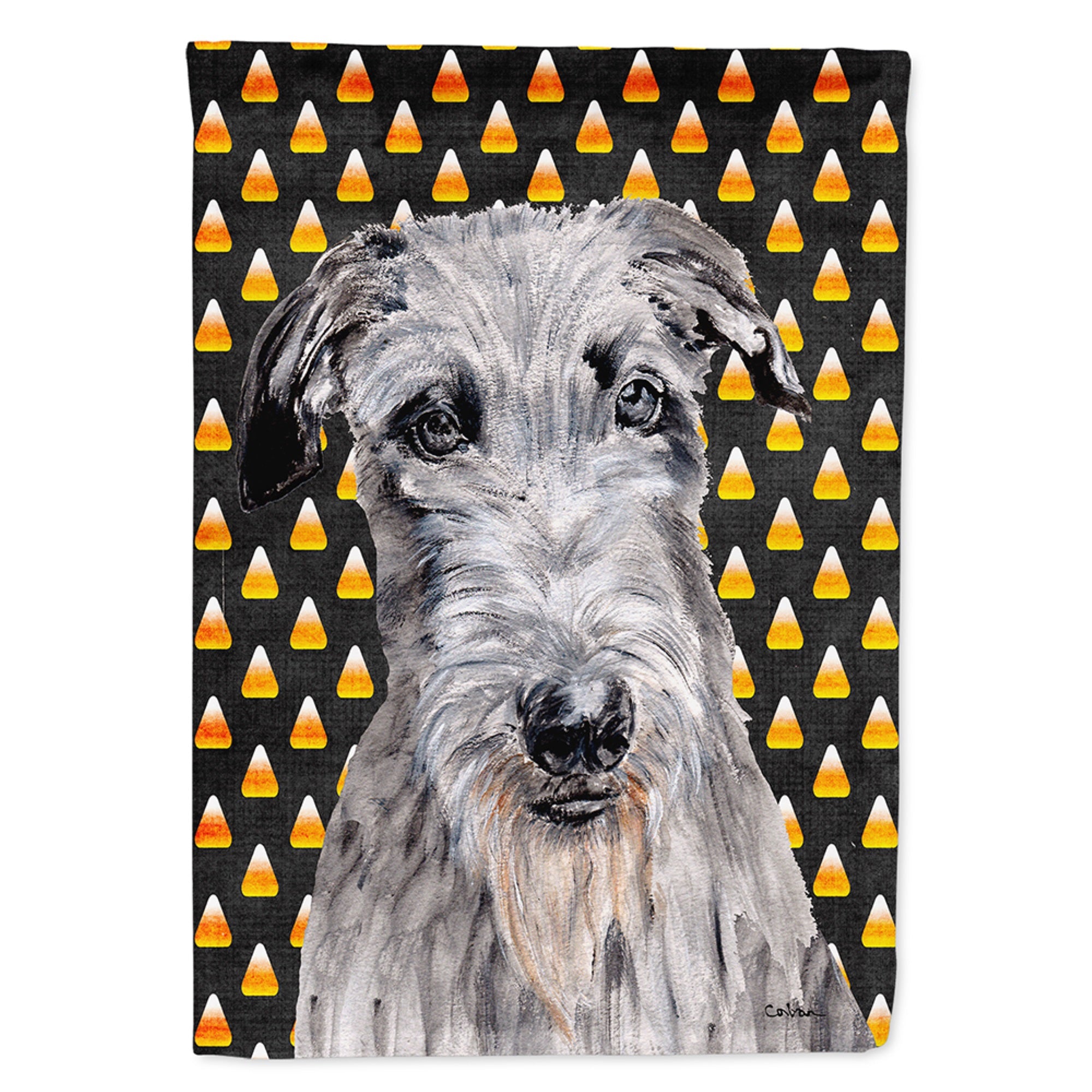 Scottish Deerhound Candy Corn Halloween Flag Garden Size