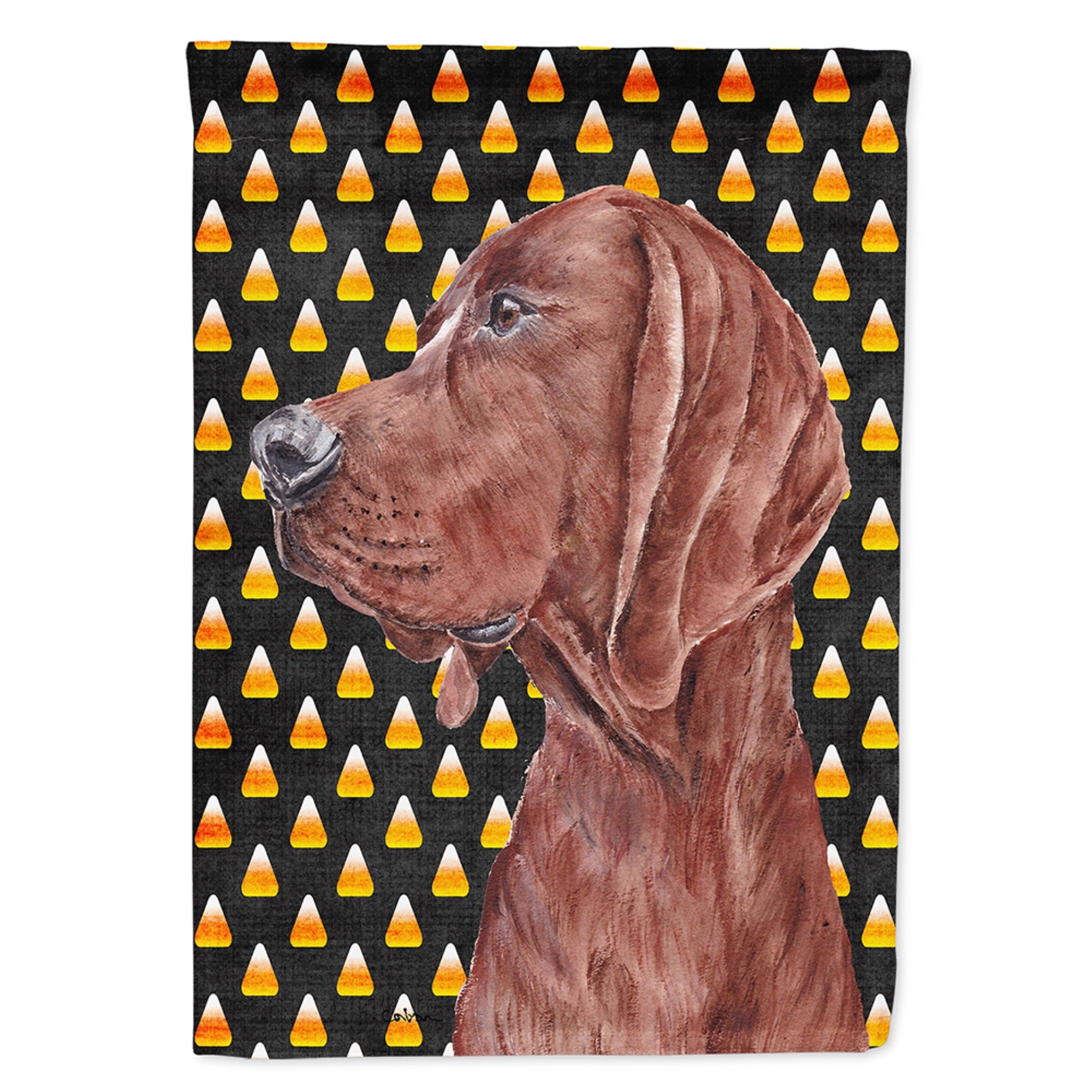 Redbone Coonhound Candy Corn Halloween Flag Garden Size