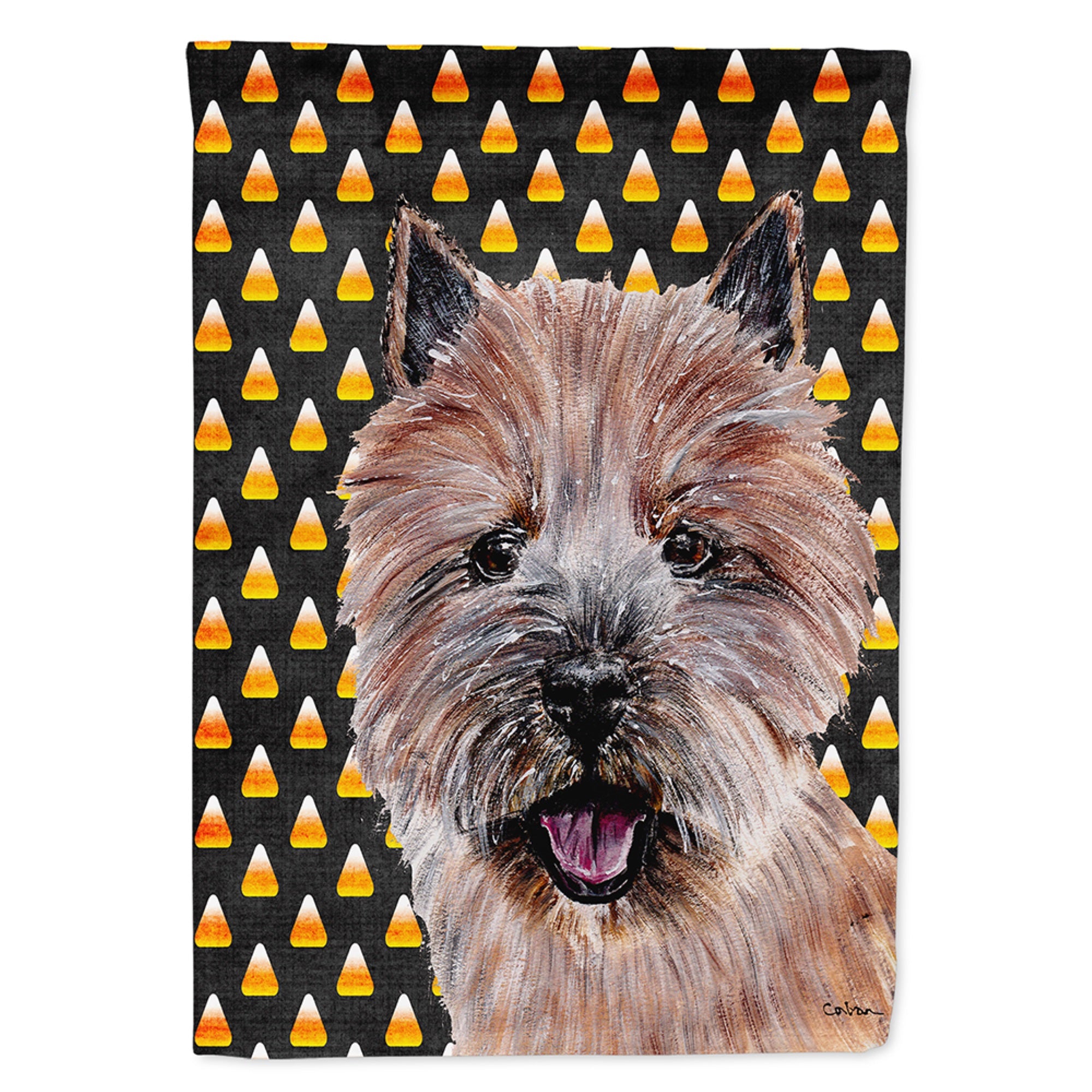 Norwich Terrier Candy Corn Halloween Flag Garden Size