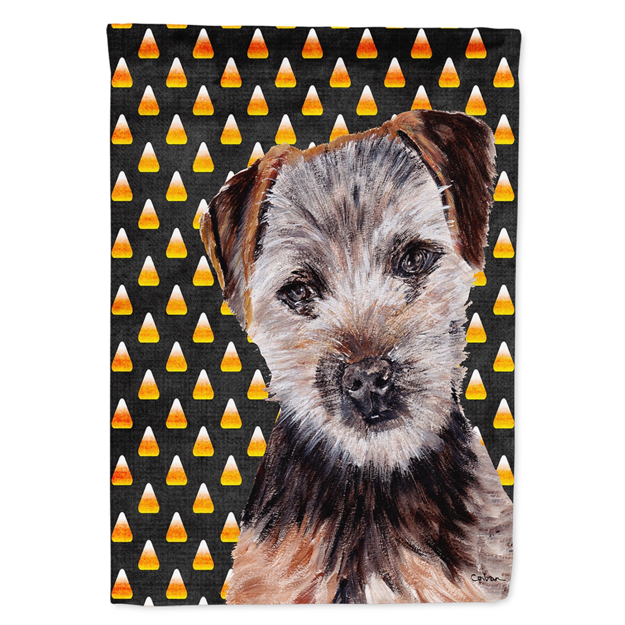 Norfolk Terrier Puppy Candy Corn Halloween Flag Garden Size