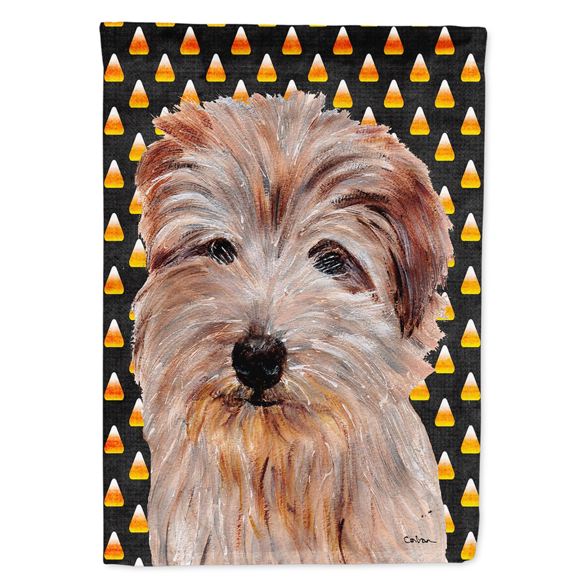 Norfolk Terrier Candy Corn Halloween Flag Garden Size