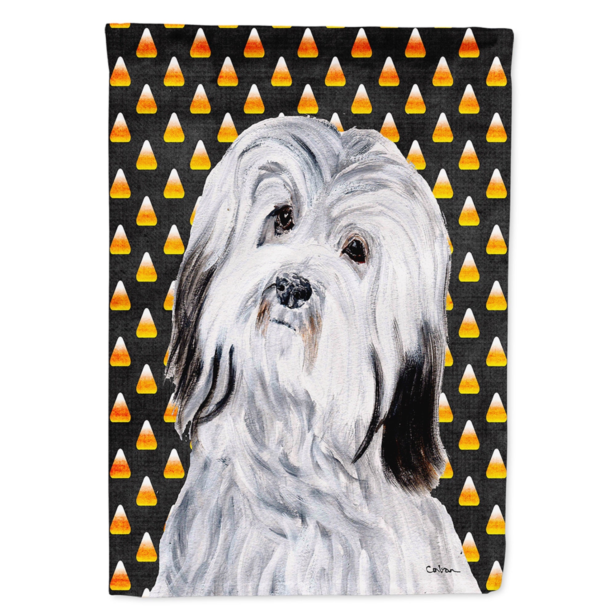 Havanese Candy Corn Halloween Flag Garden Size