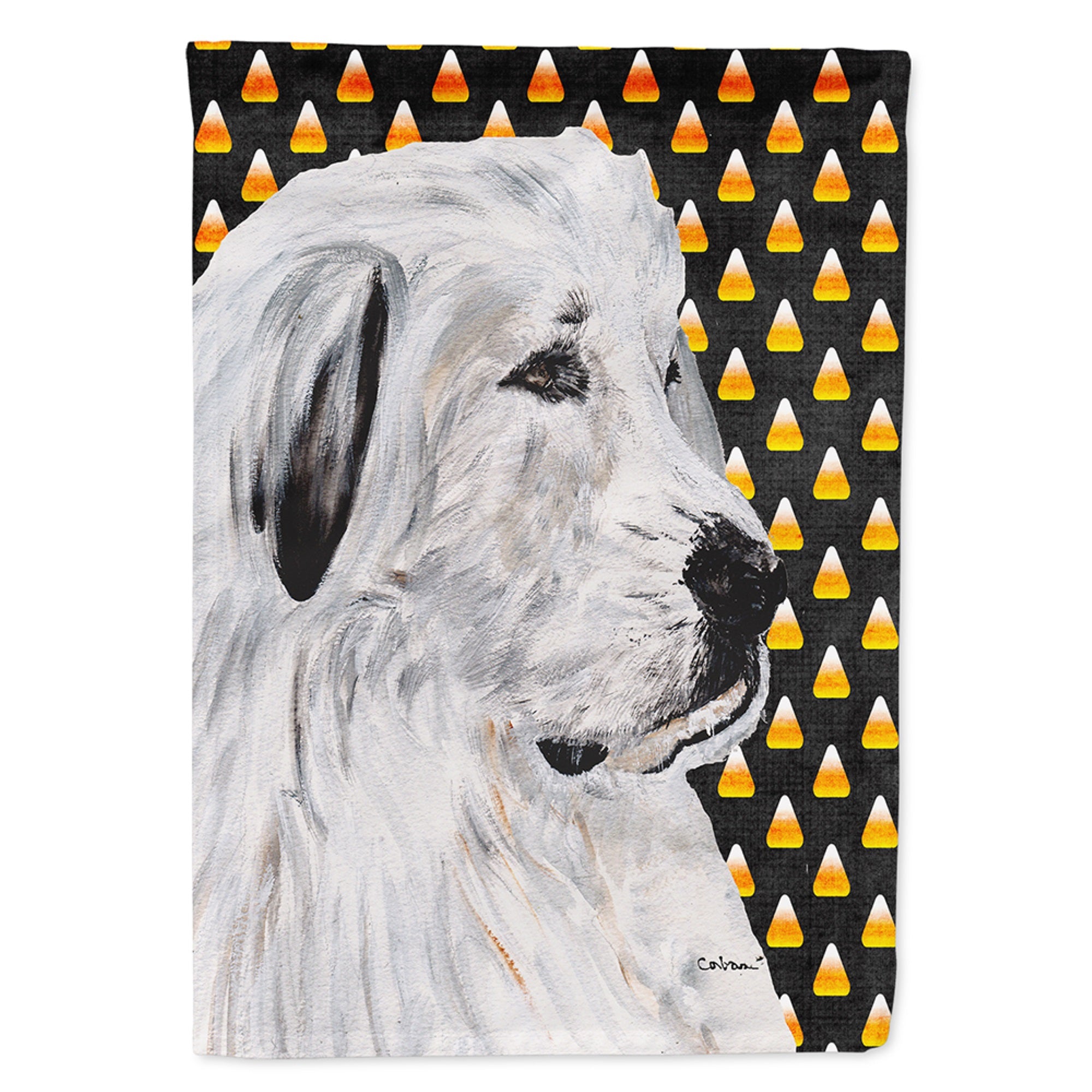 Great Pyrenees Candy Corn Halloween Flag Garden Size