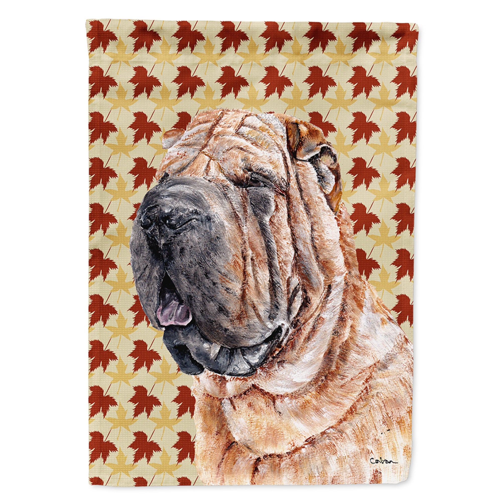 Shar Pei Fall Leaves Flag Garden Size