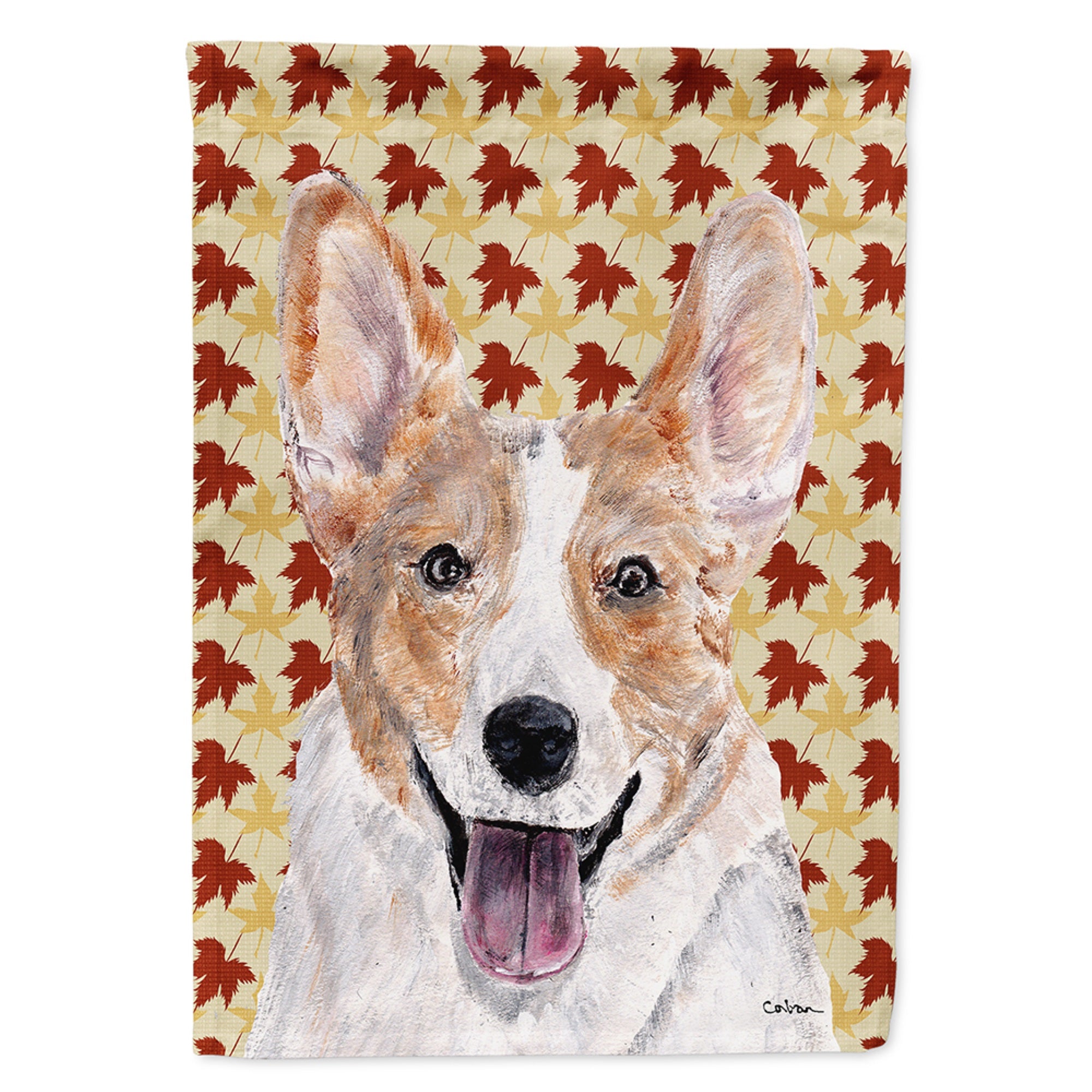 Cardigan Corgi Fall Leaves Flag Garden Size
