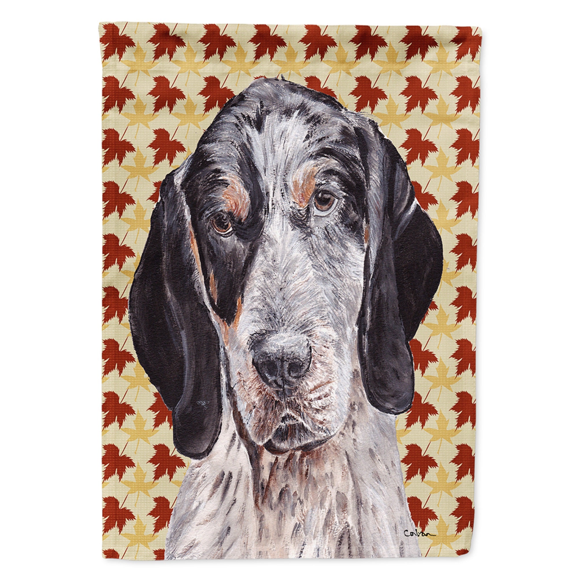 Blue Tick Coonhound Fall Leaves Flag Garden Size