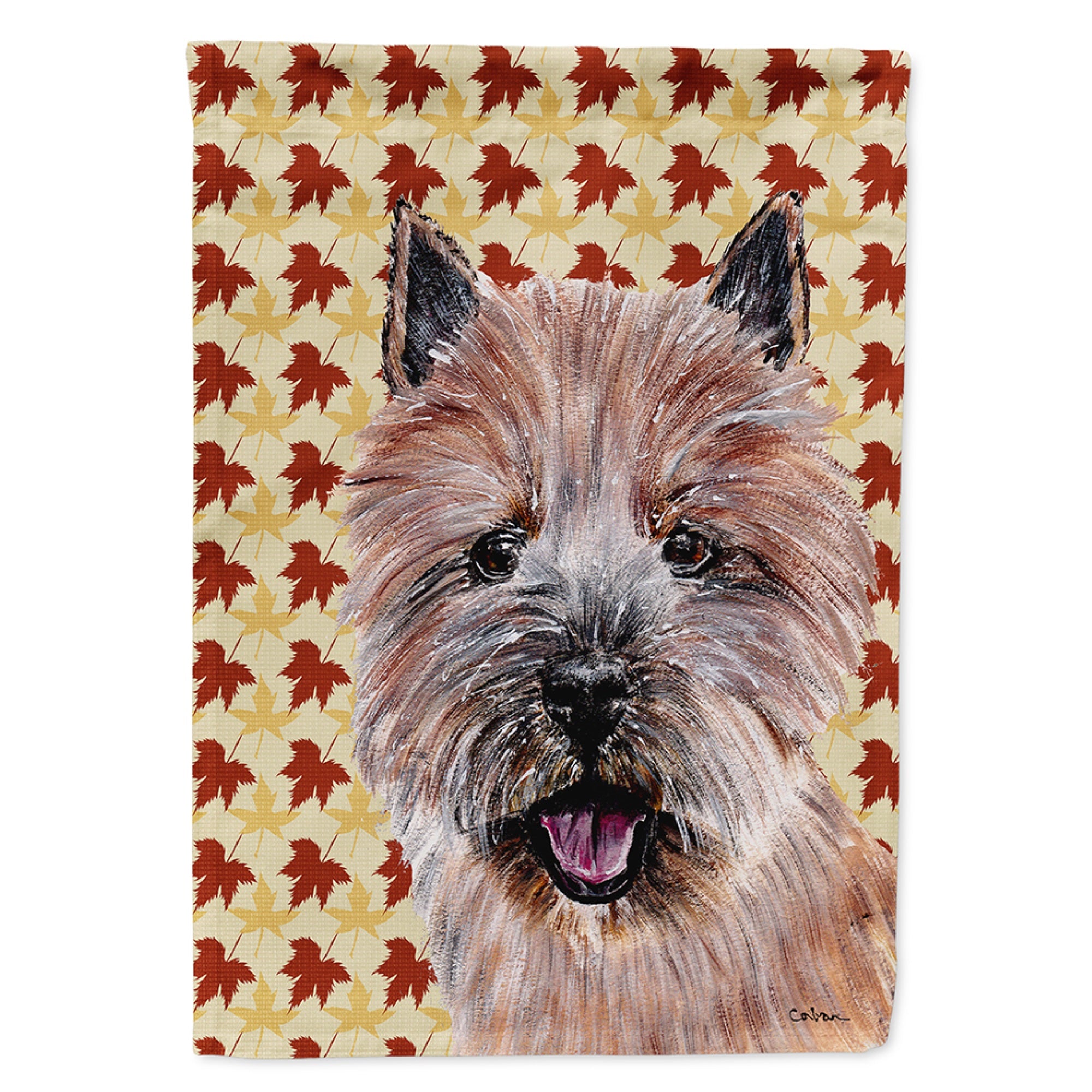 Norwich Terrier Fall Leaves Flag Garden Size
