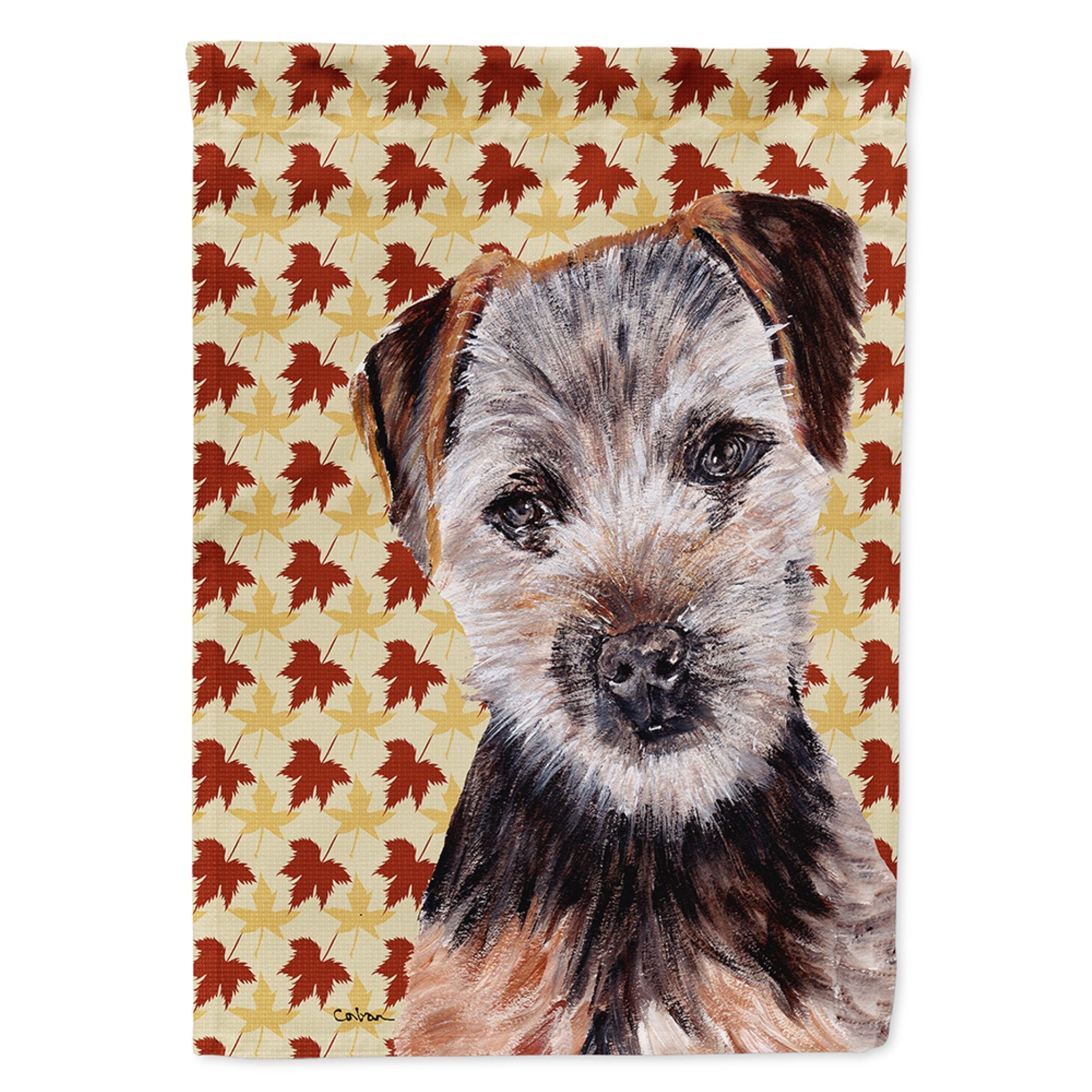 Norfolk Terrier Puppy Fall Leaves Flag Garden Size