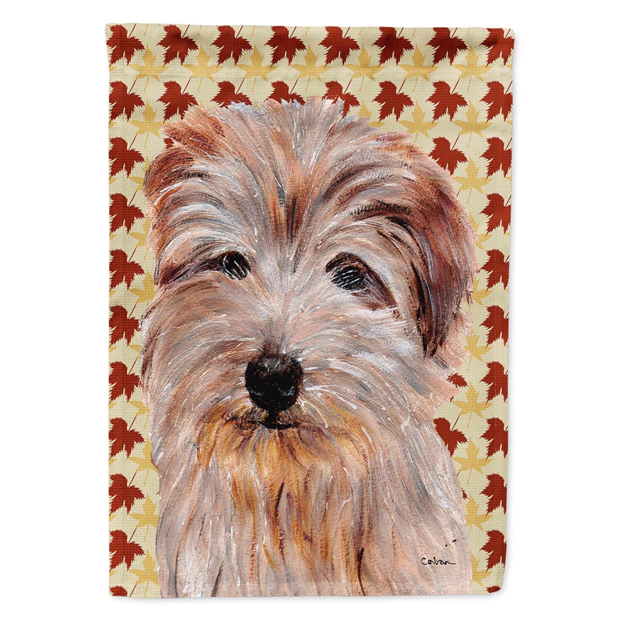 Norfolk Terrier Fall Leaves Flag Garden Size