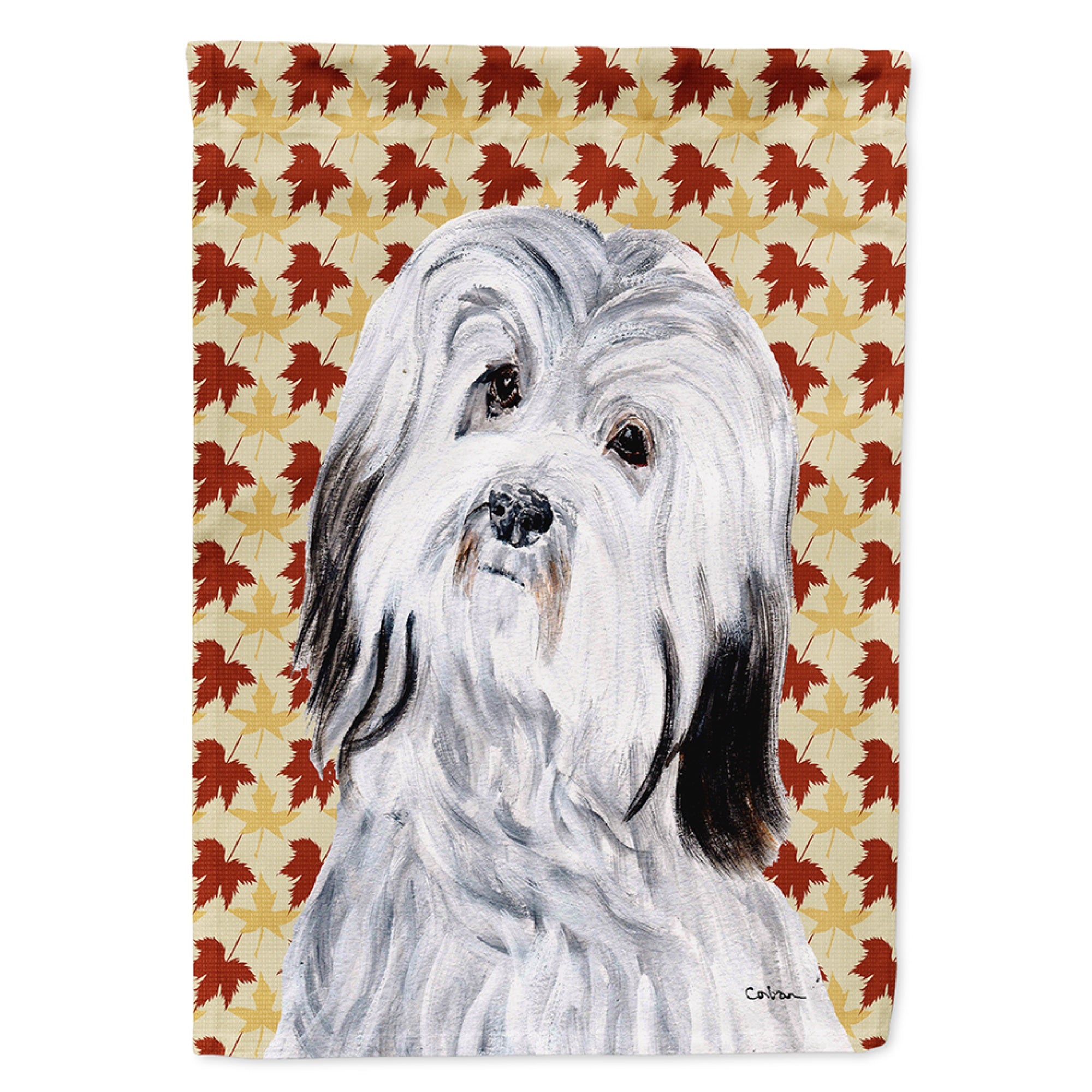 Havanese Fall Leaves Flag Garden Size