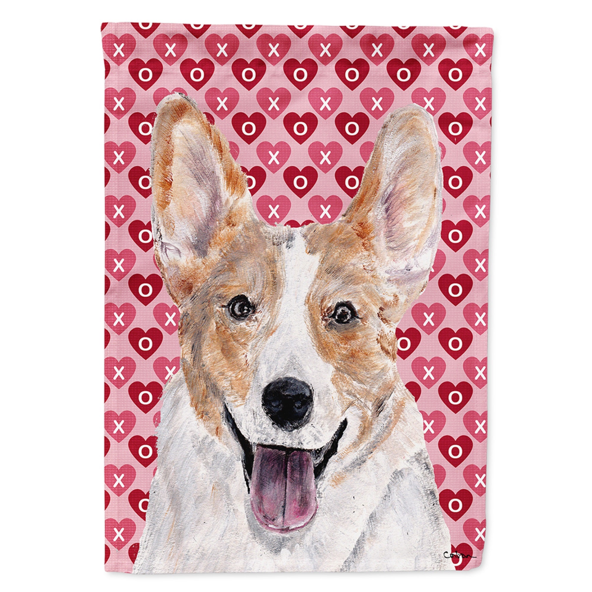 Cardigan Corgi Hearts And Love Flag Garden Size