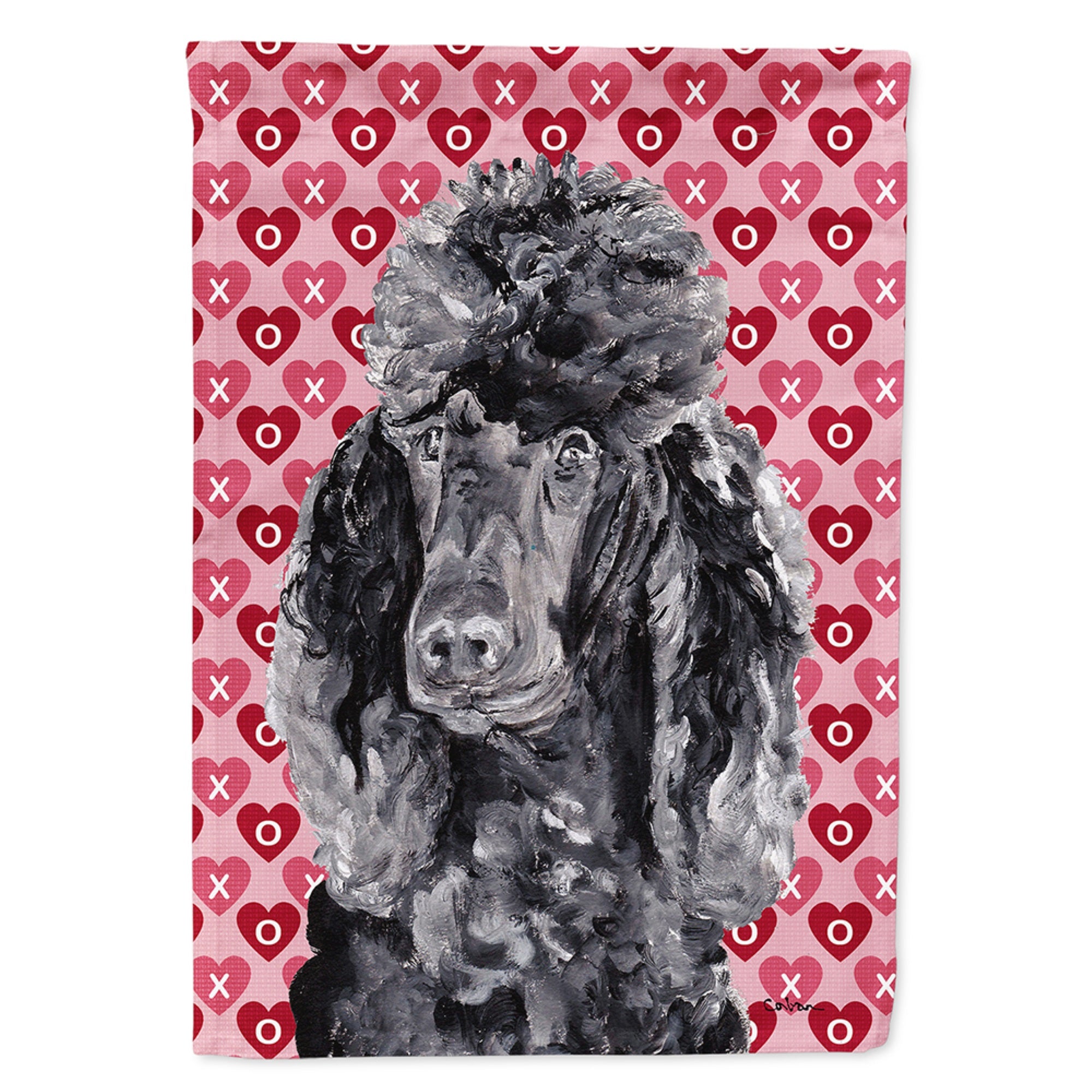 Black Standard Poodle Hearts And Love Flag Garden Size