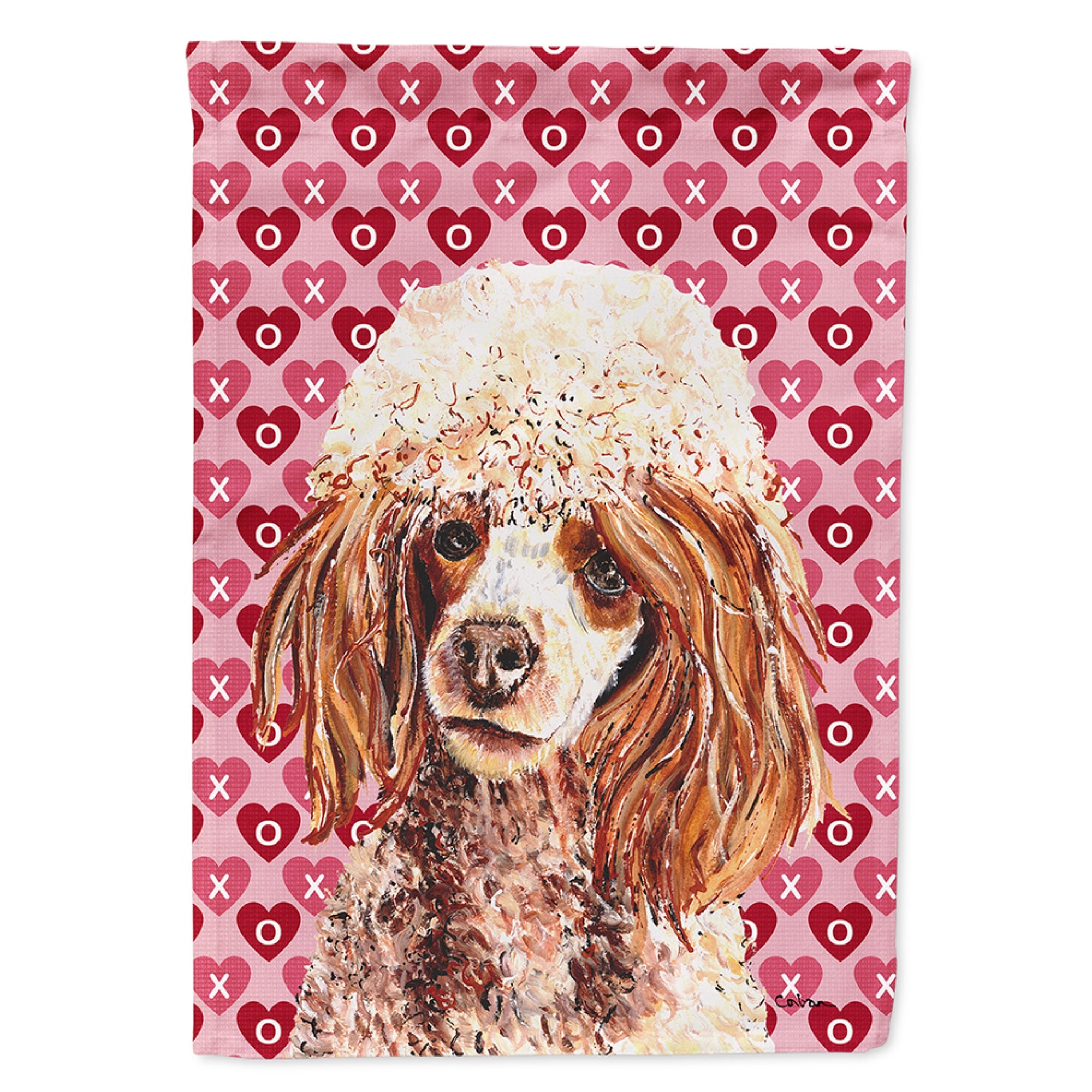 Red Miniature Poodle Hearts And Love Flag Garden Size