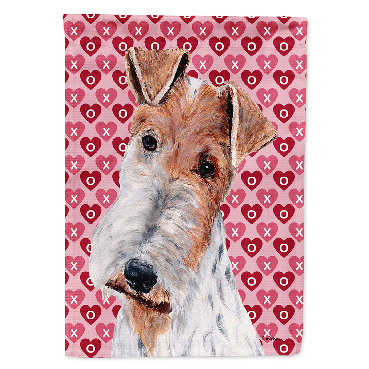 Wire Fox Terrier Hearts And Love Flag Garden Size