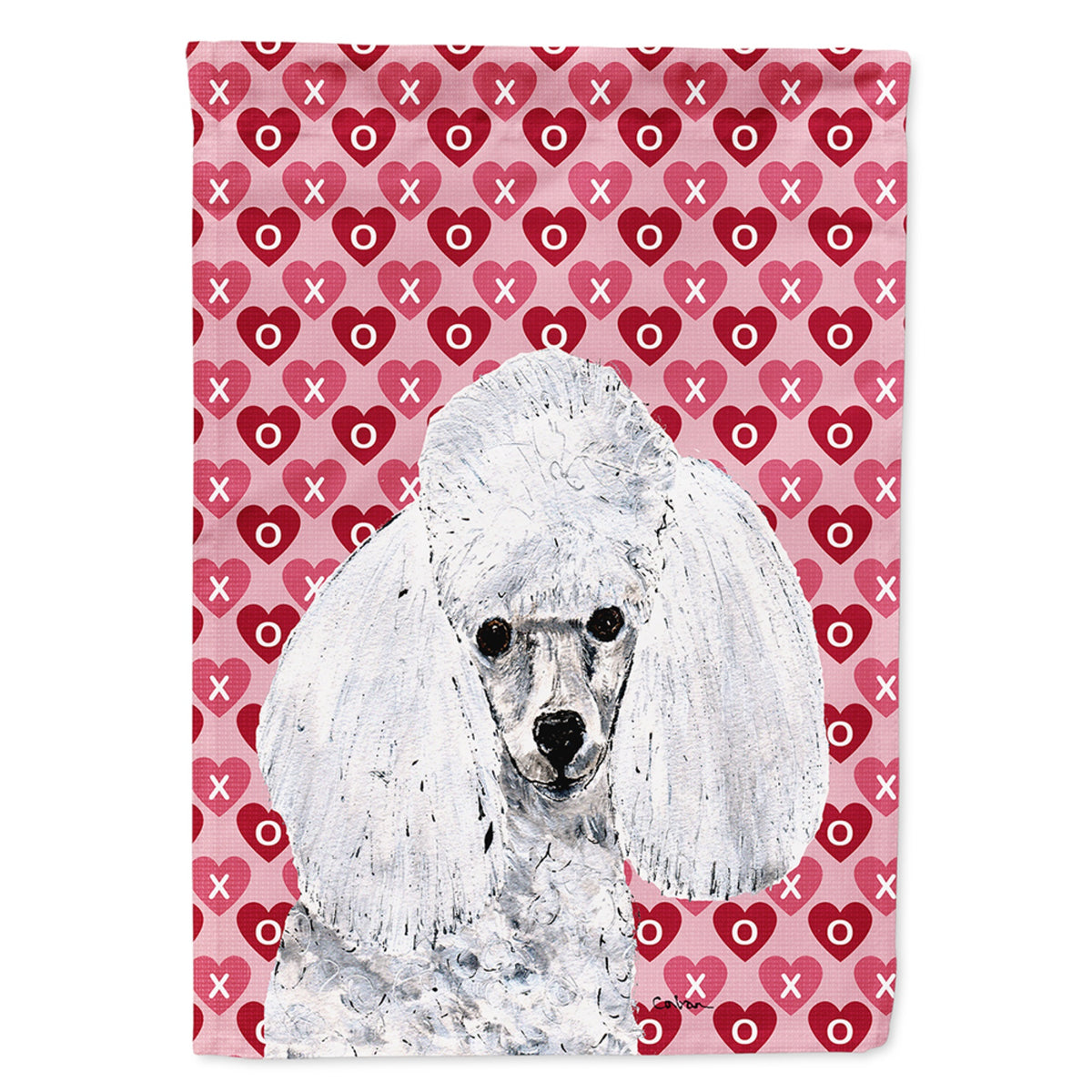 White Toy Poodle Hearts And Love Flag Garden Size