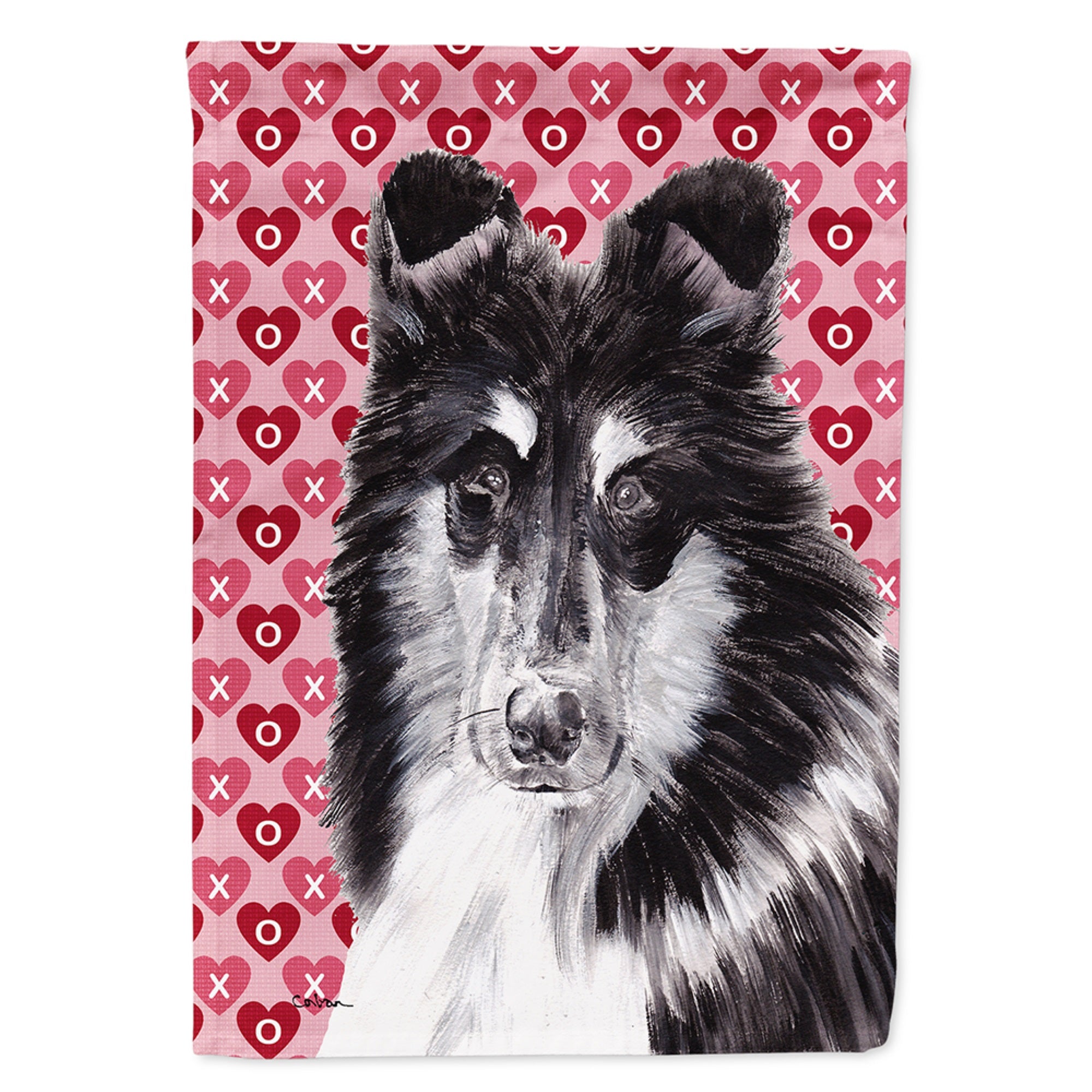 Black And White Collie Hearts And Love Flag Garden Size