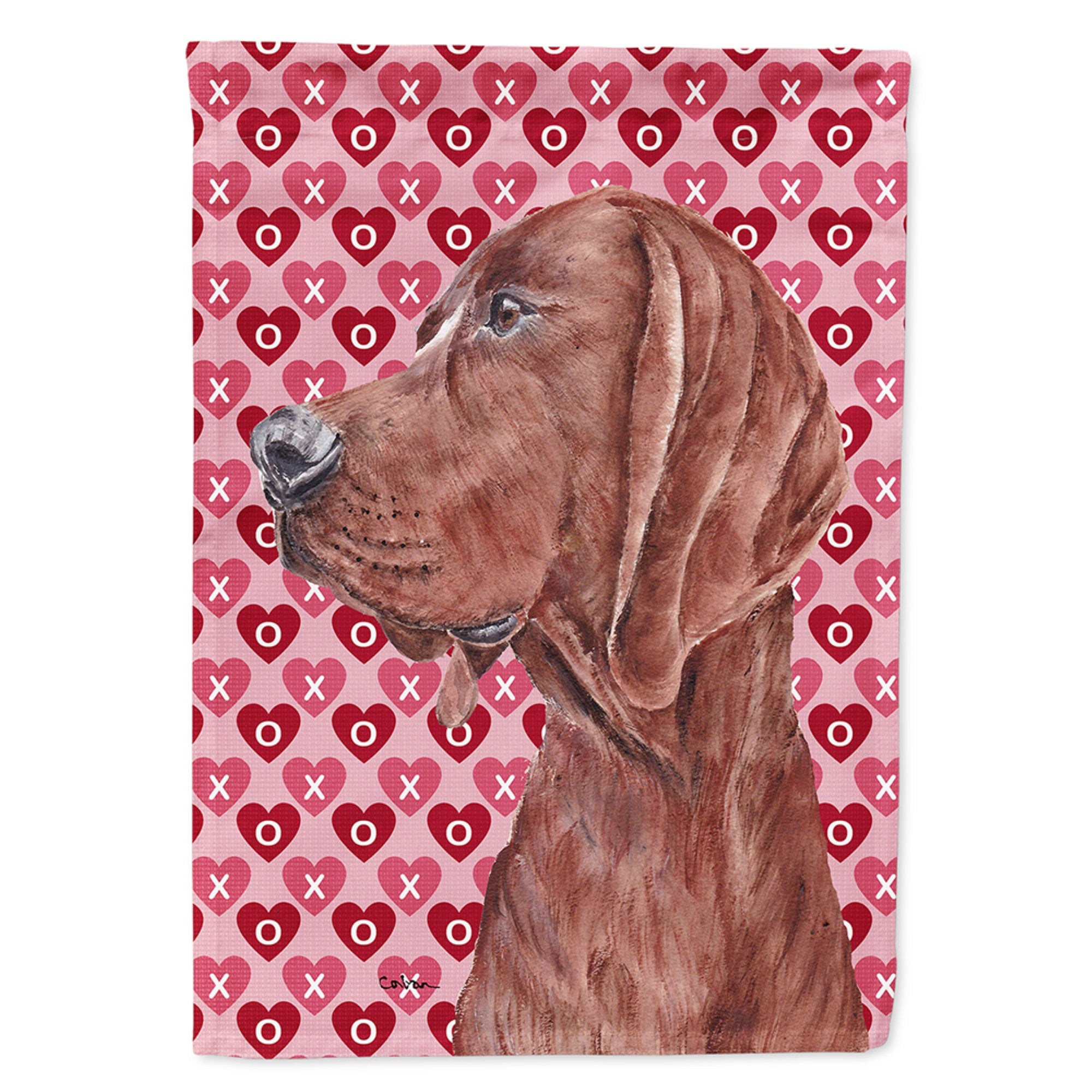 Redbone Coonhound Hearts And Love Flag Garden Size