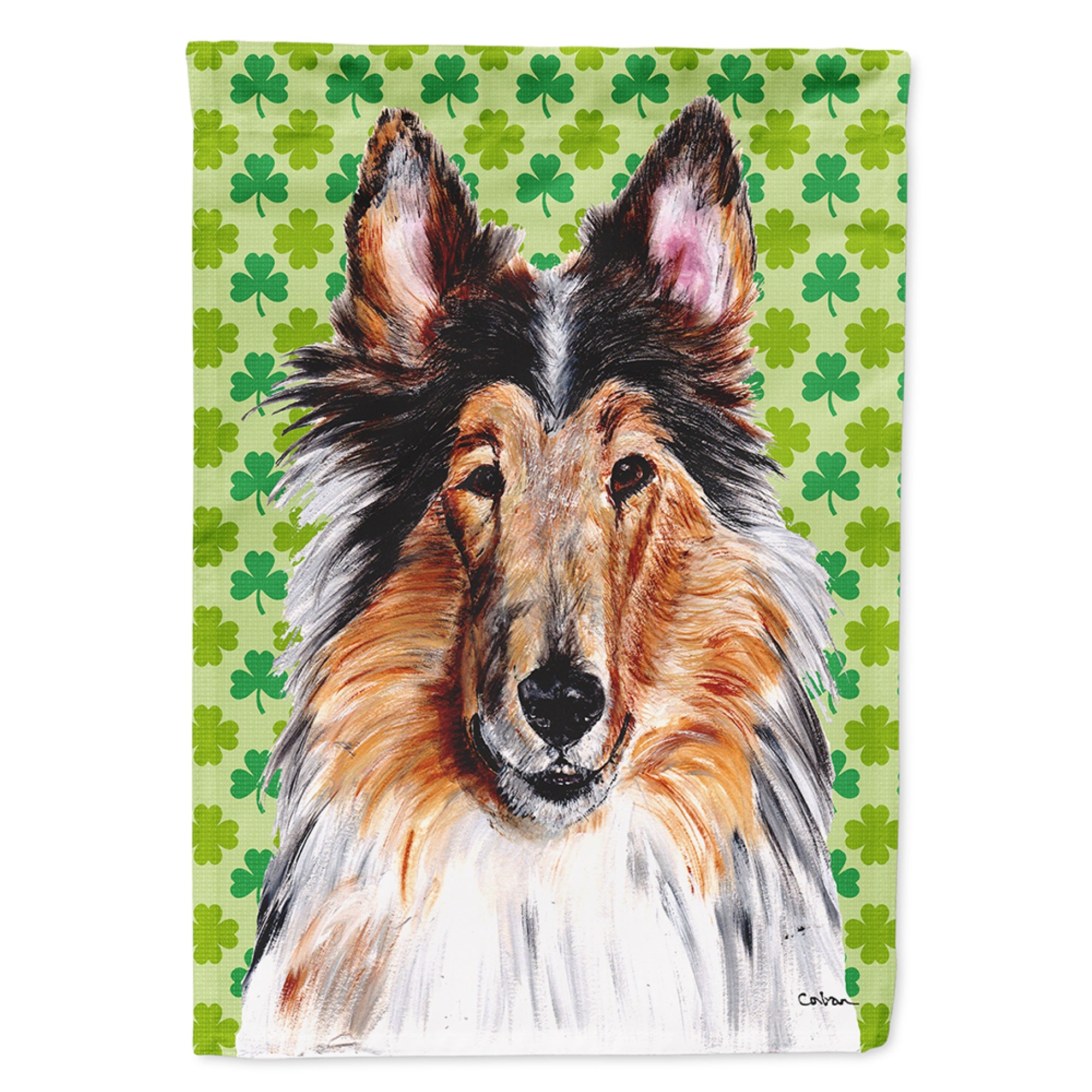 Collie Lucky Shamrock St. Patrick'S Day Flag Garden Size