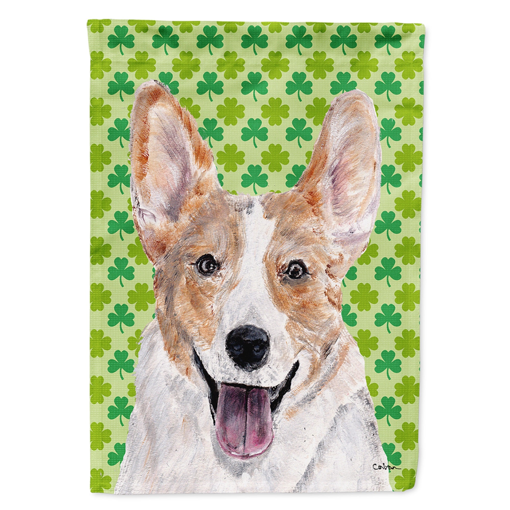 Cardigan Corgi Lucky Shamrock St. Patrick'S Day Flag Garden Size