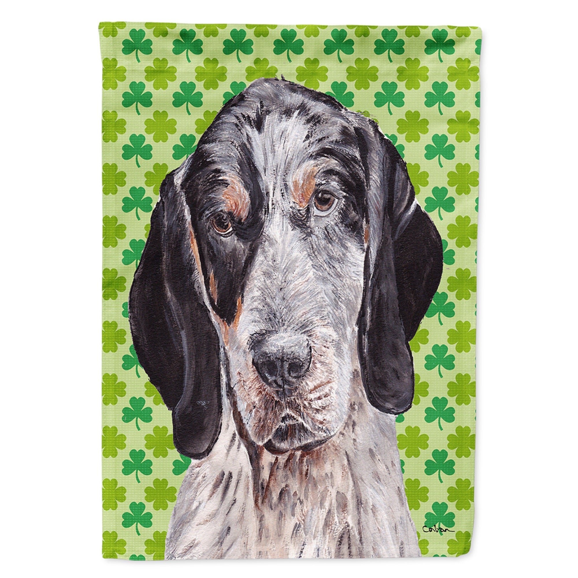 Blue Tick Coonhound Lucky Shamrock St. Patrick'S Day Flag Garden Size