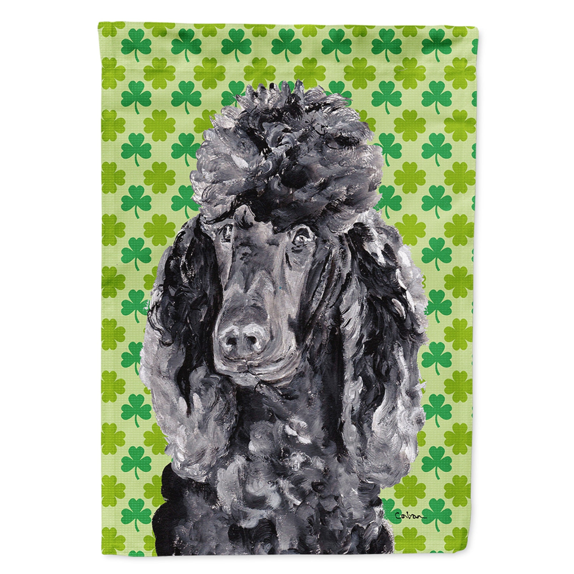 Black Standard Poodle Lucky Shamrock St. Patrick'S Day Flag Garden Size