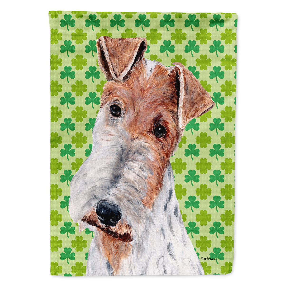 Wire Fox Terrier Lucky Shamrock St. Patrick'S Day Flag Garden Size