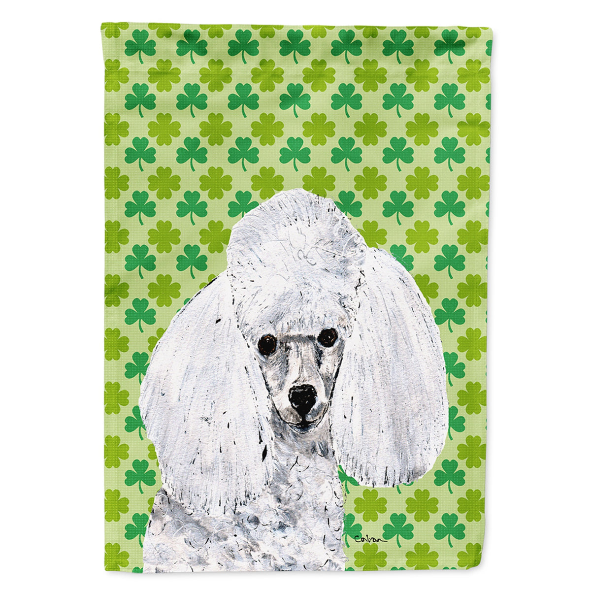 White Toy Poodle Lucky Shamrock St. Patrick'S Day Flag Garden Size