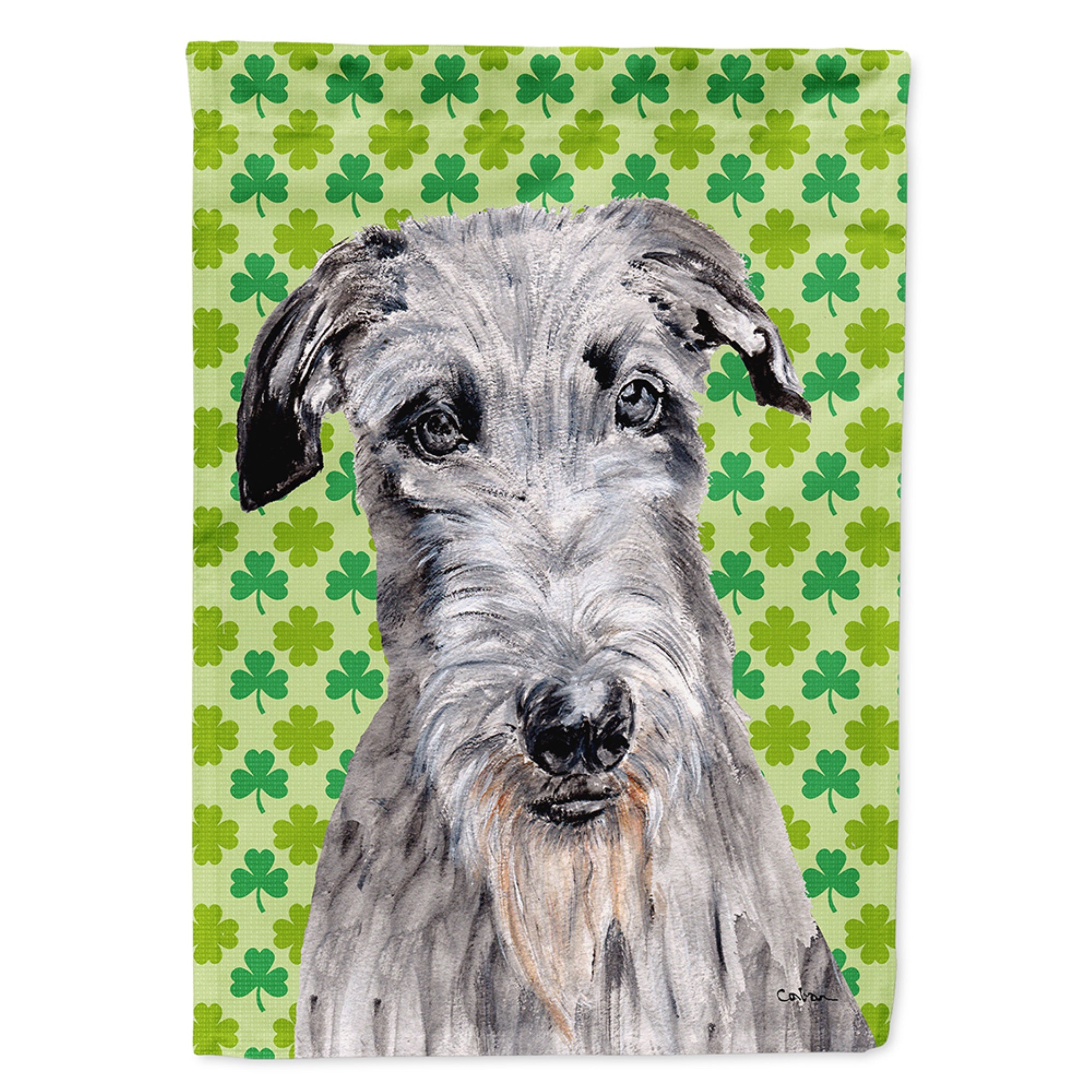 Scottish Deerhound Lucky Shamrock St. Patrick'S Day Flag Garden Size