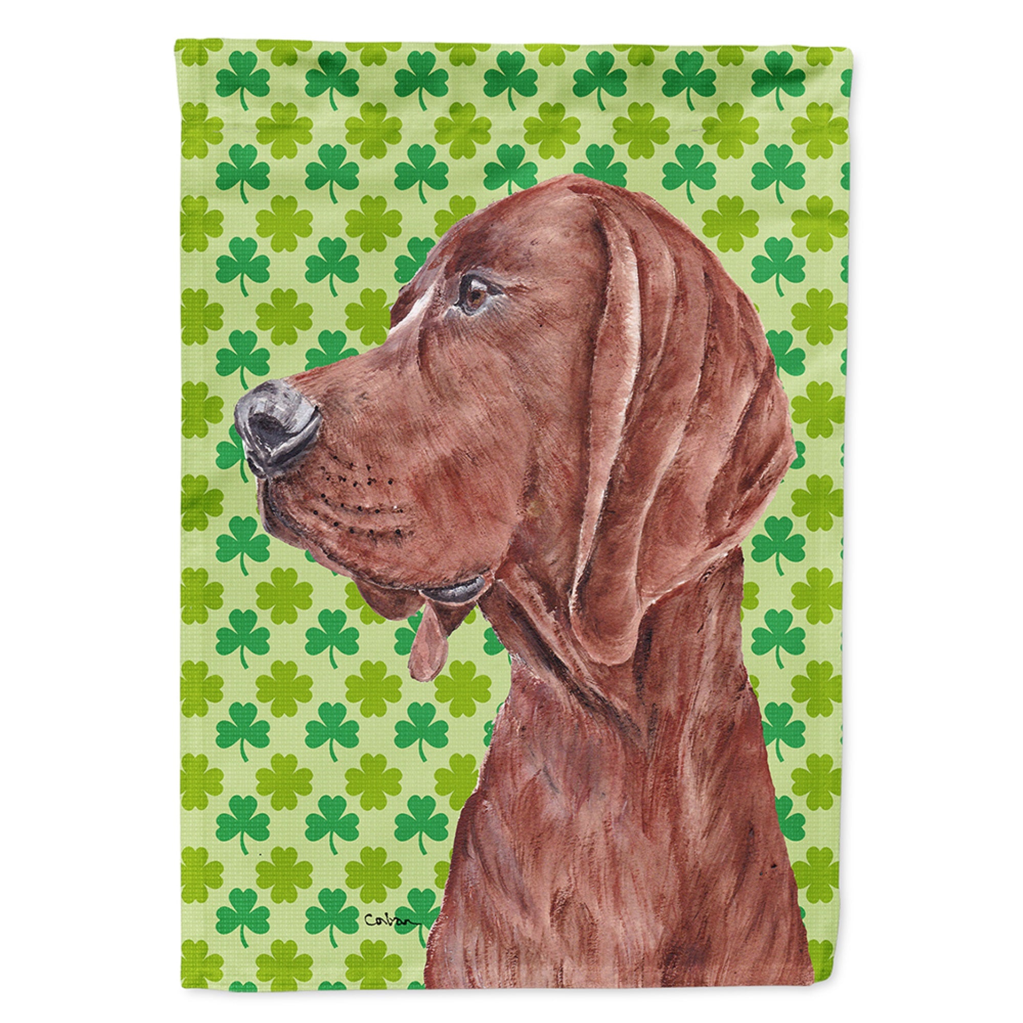 Redbone Coonhound Lucky Shamrock St. Patrick'S Day Flag Garden Size