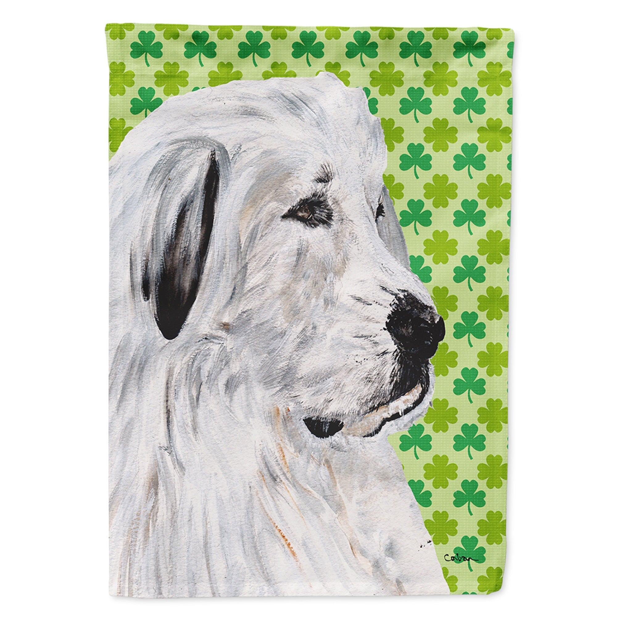 Great Pyrenees Lucky Shamrock St. Patrick'S Day Flag Garden Size