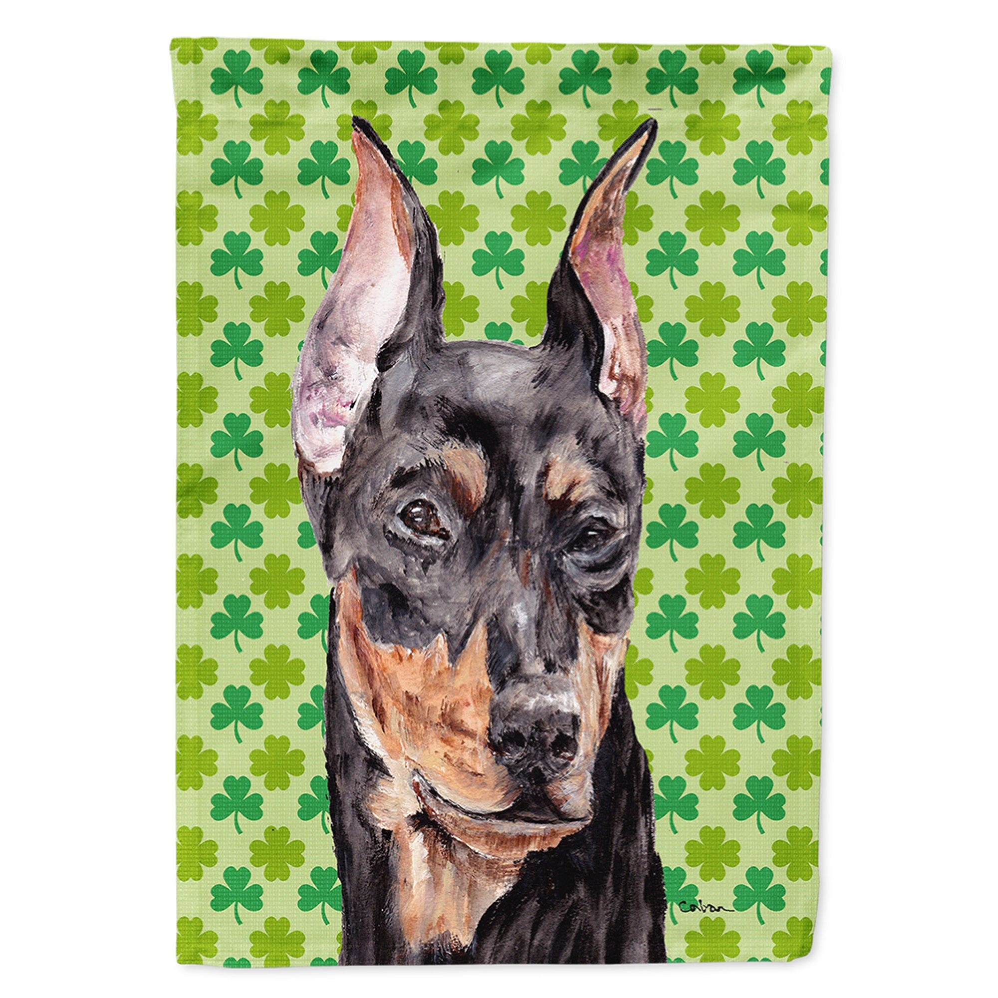 German Pinscher Lucky Shamrock St. Patrick'S Day Flag Garden Size