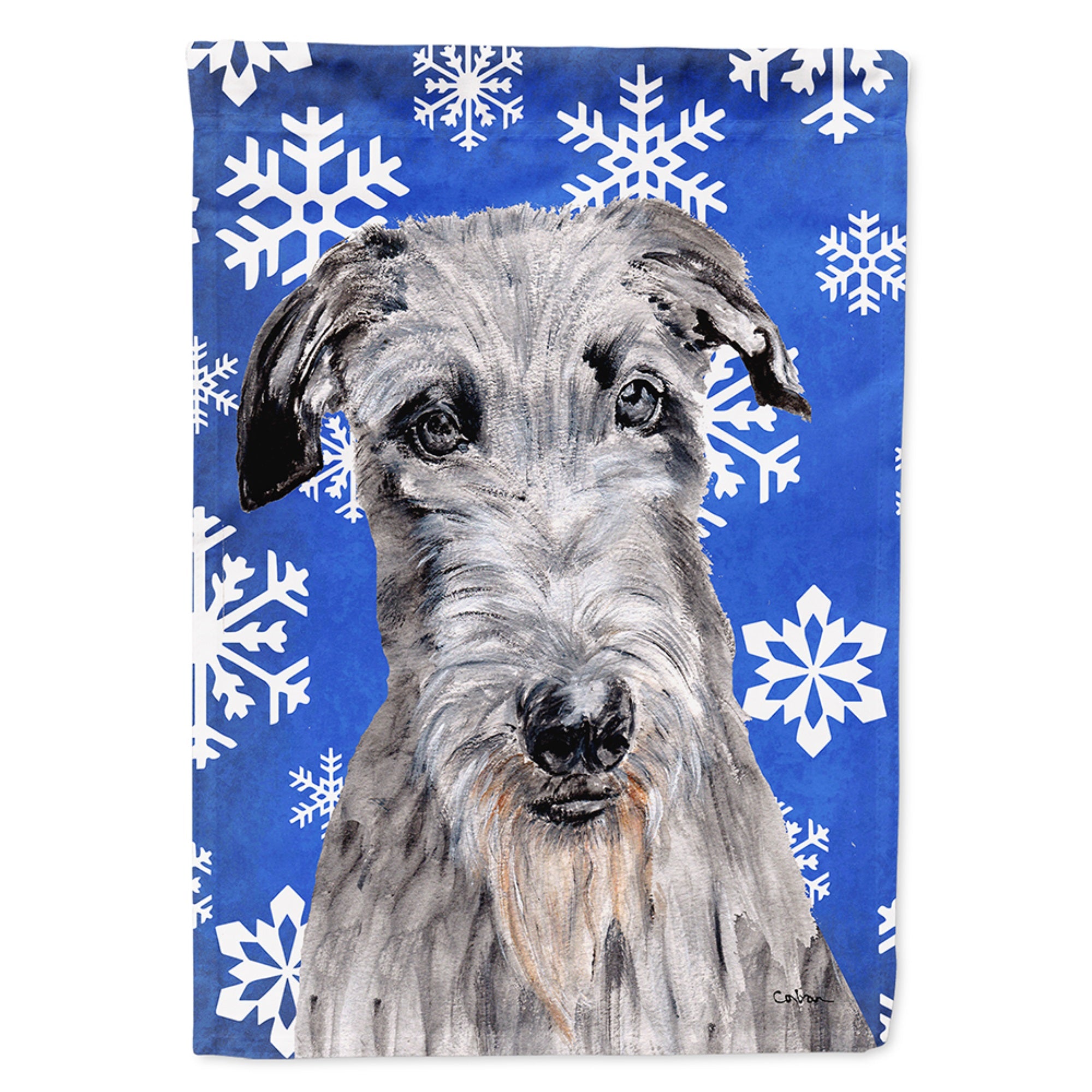 Scottish Deerhound Winter Snowflakes Flag Garden Size
