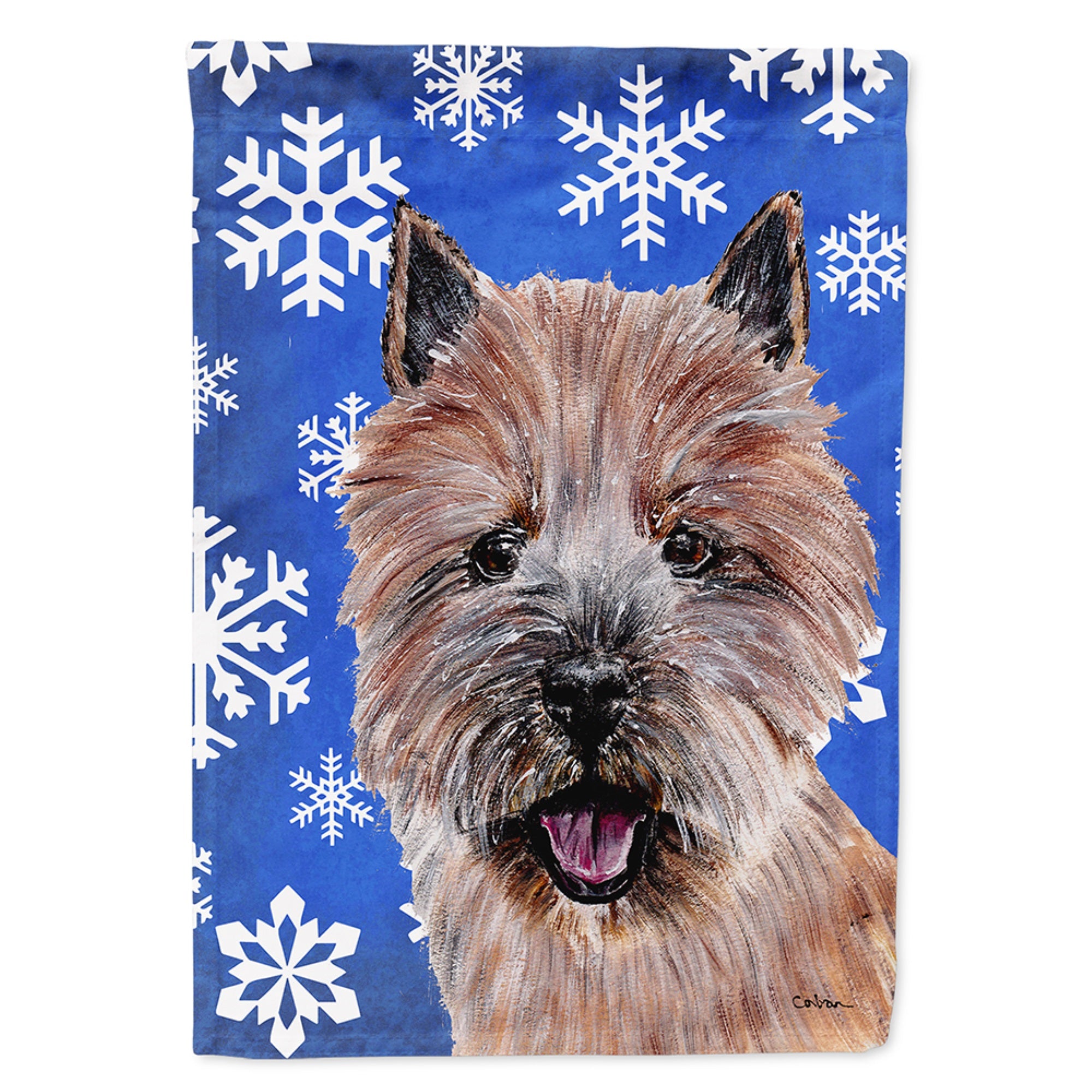 Norwich Terrier Winter Snowflakes Flag Garden Size