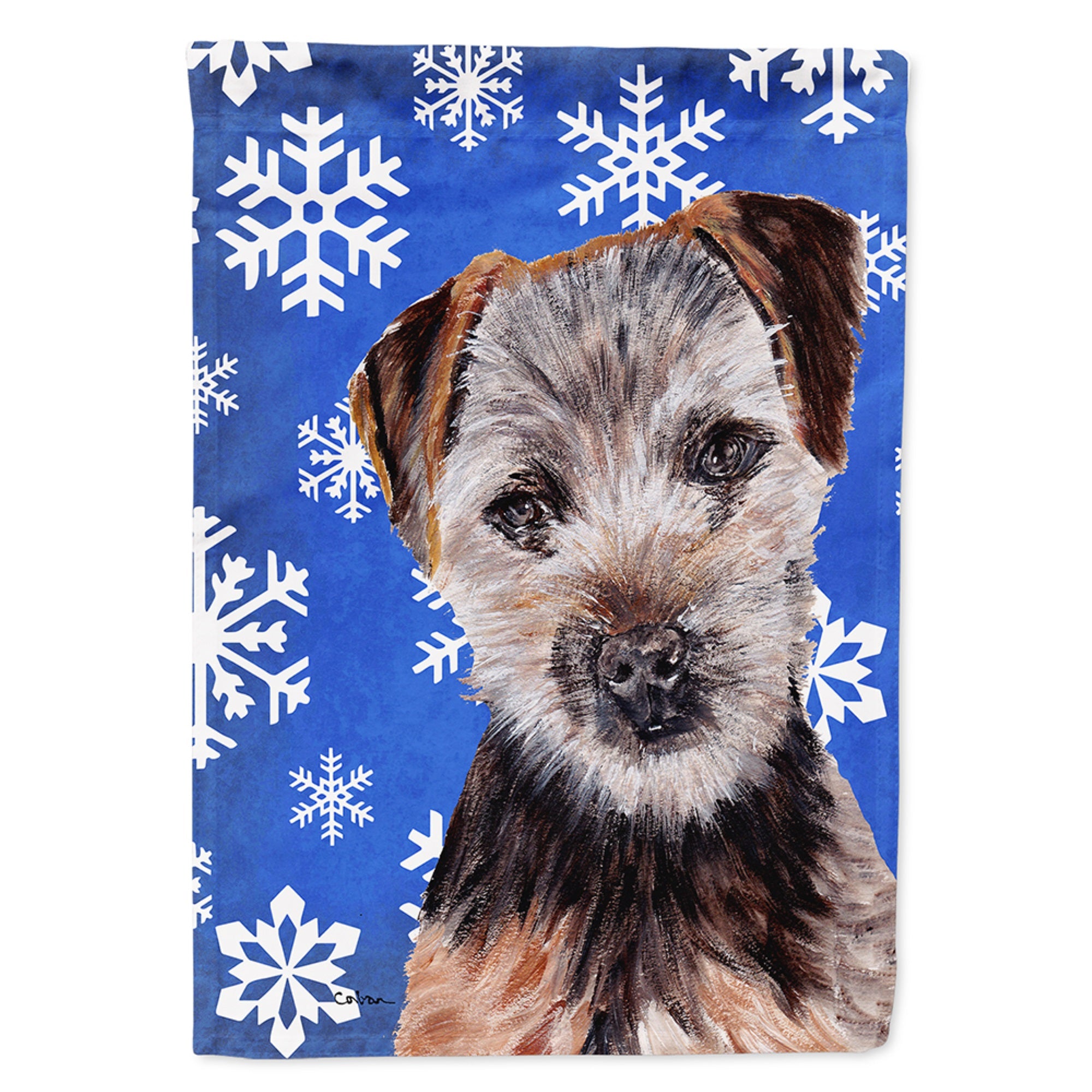 Norfolk Terrier Puppy Winter Snowflakes Flag Garden Size
