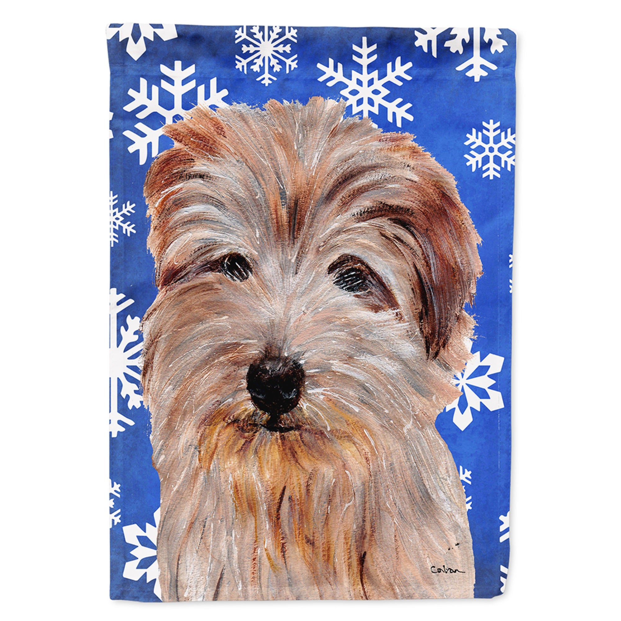 Norfolk Terrier Winter Snowflakes Flag Garden Size