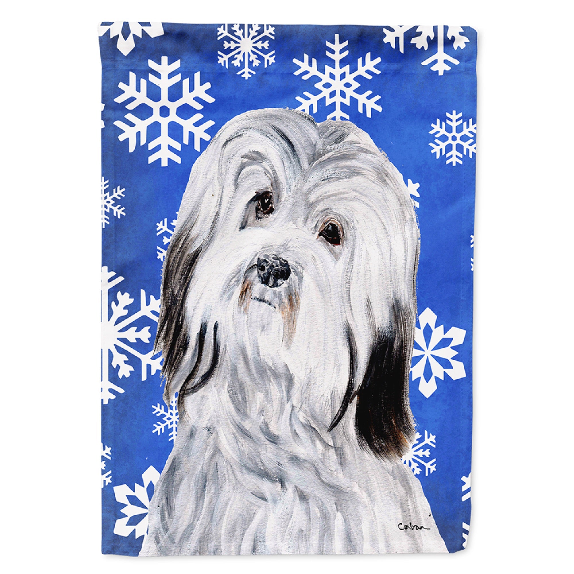 Havanese Winter Snowflakes Flag Garden Size