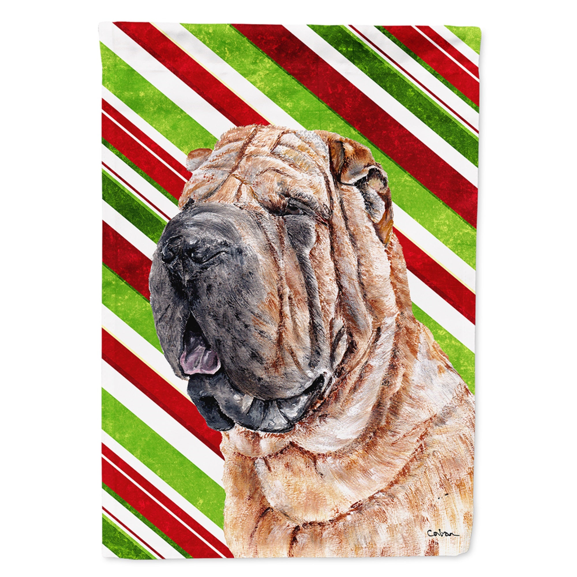 Shar Pei Candy Cane Christmas Flag Garden Size