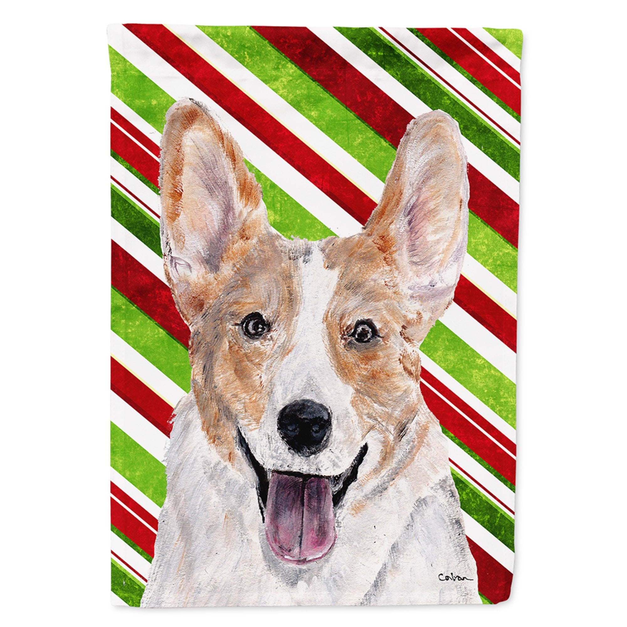 Cardigan Corgi Candy Cane Christmas Flag Garden Size